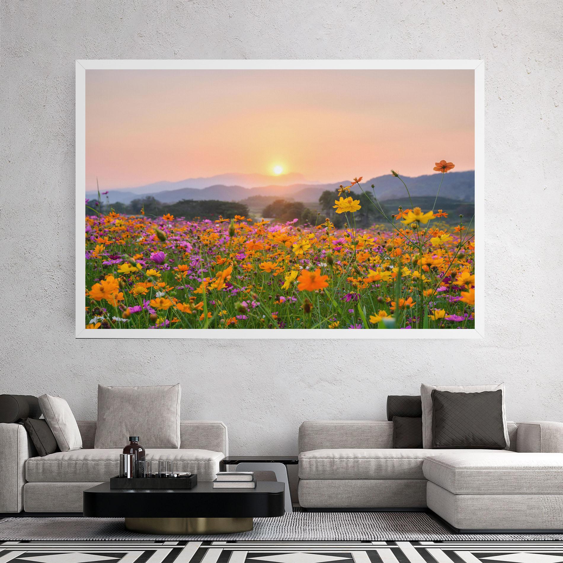 Tablou Canvas Sunset Mountain Flowerf mockup 2