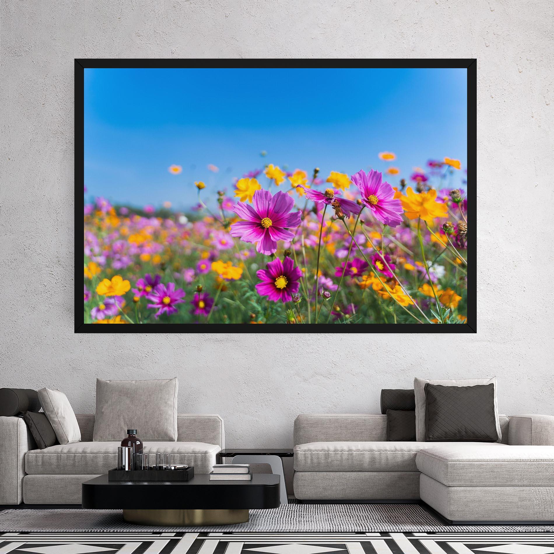Tablou Canvas Cosmos Flowers Grassland mockup 2