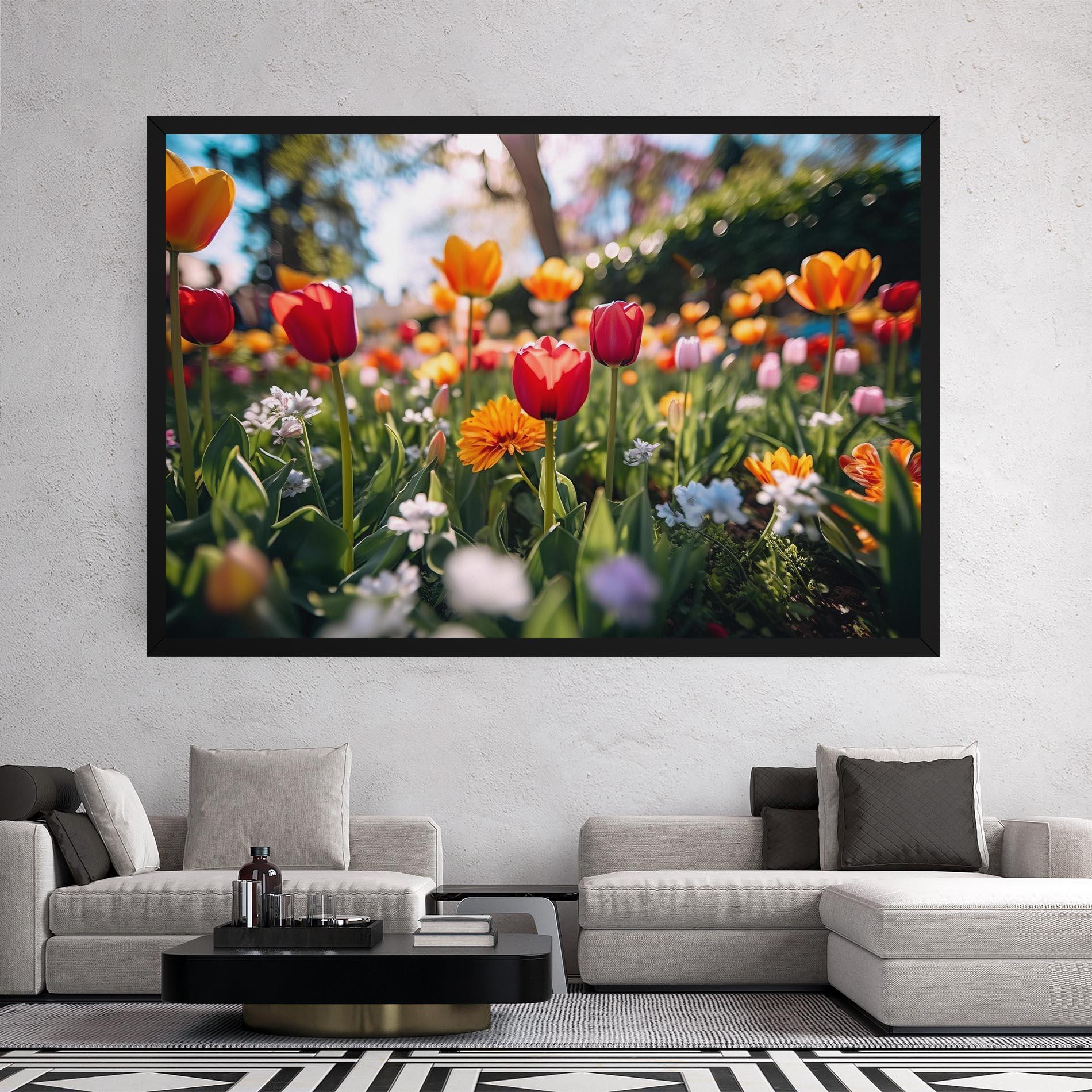 Tablou Canvas Garden Tulips Mix mockup 2