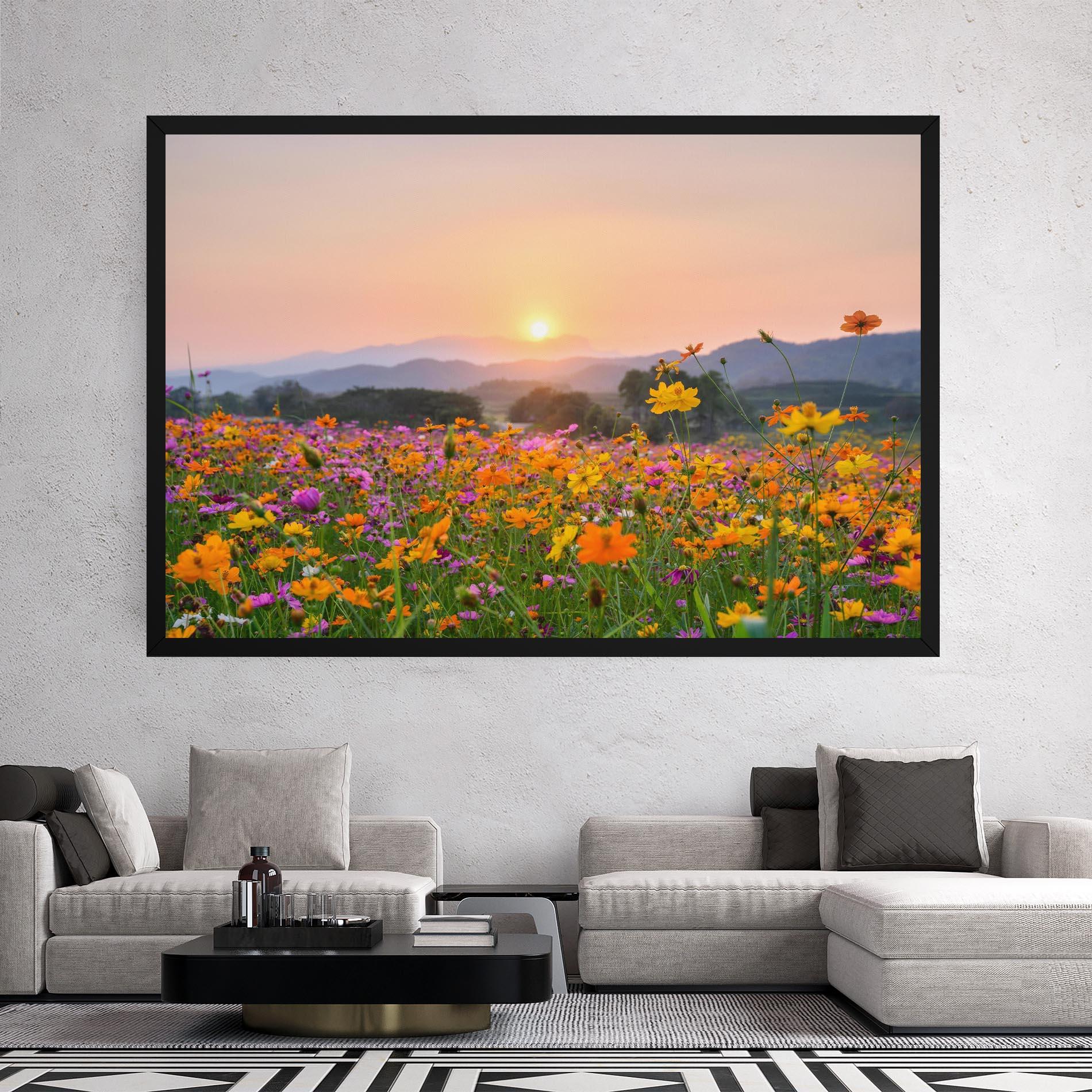 Tablou Canvas Sunset Mountain Flowerf mockup 2