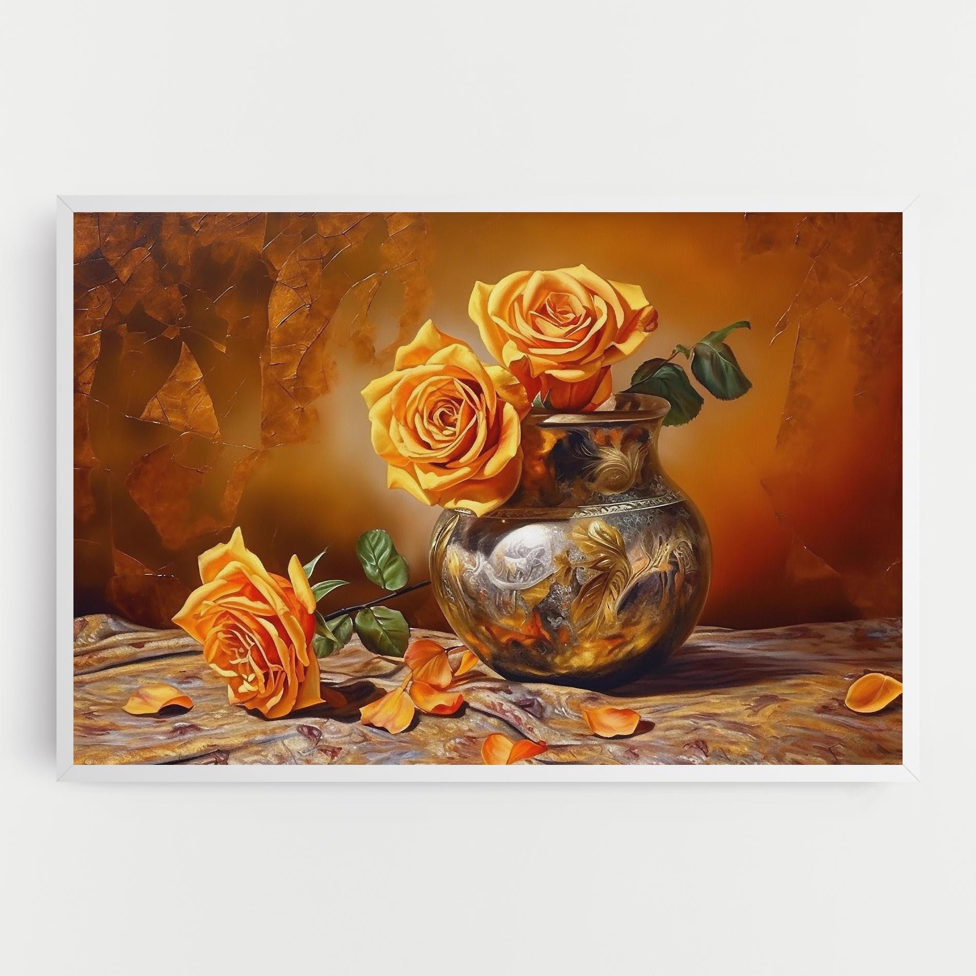 Tablou Canvas Orange Roses Vase mockup 0