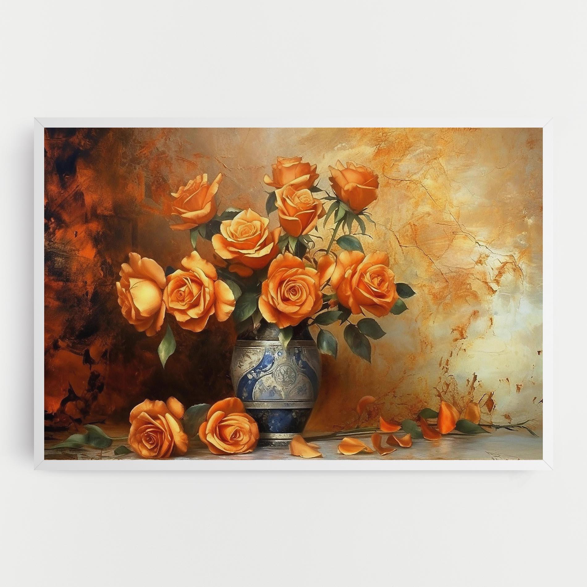 Tablou Canvas Pretty Orange Rose Vase mockup 0
