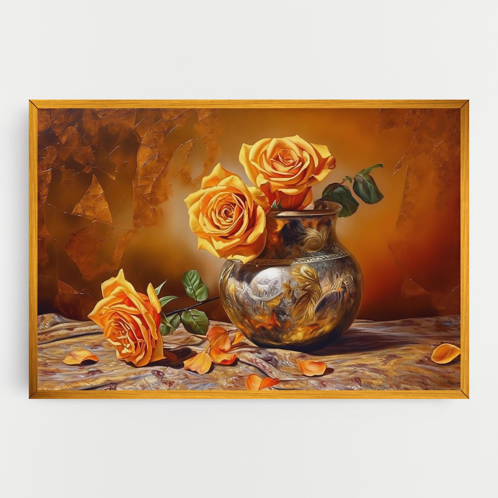 Tablou Canvas Orange Roses Vase mockup 0