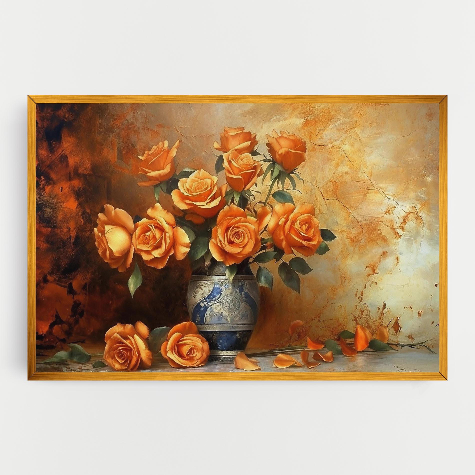 Tablou Canvas Pretty Orange Rose Vase mockup 0