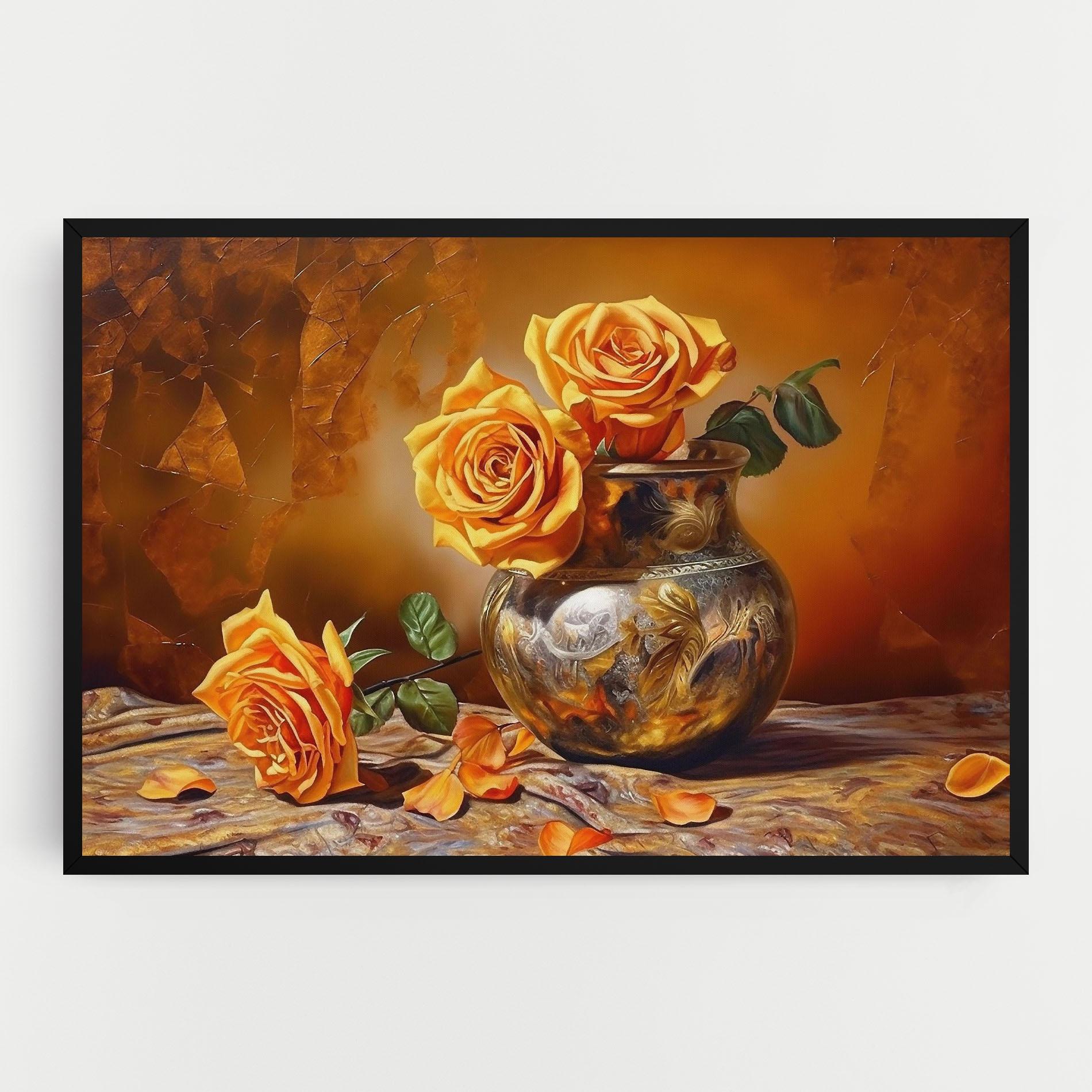 Tablou Canvas Orange Roses Vase mockup 0