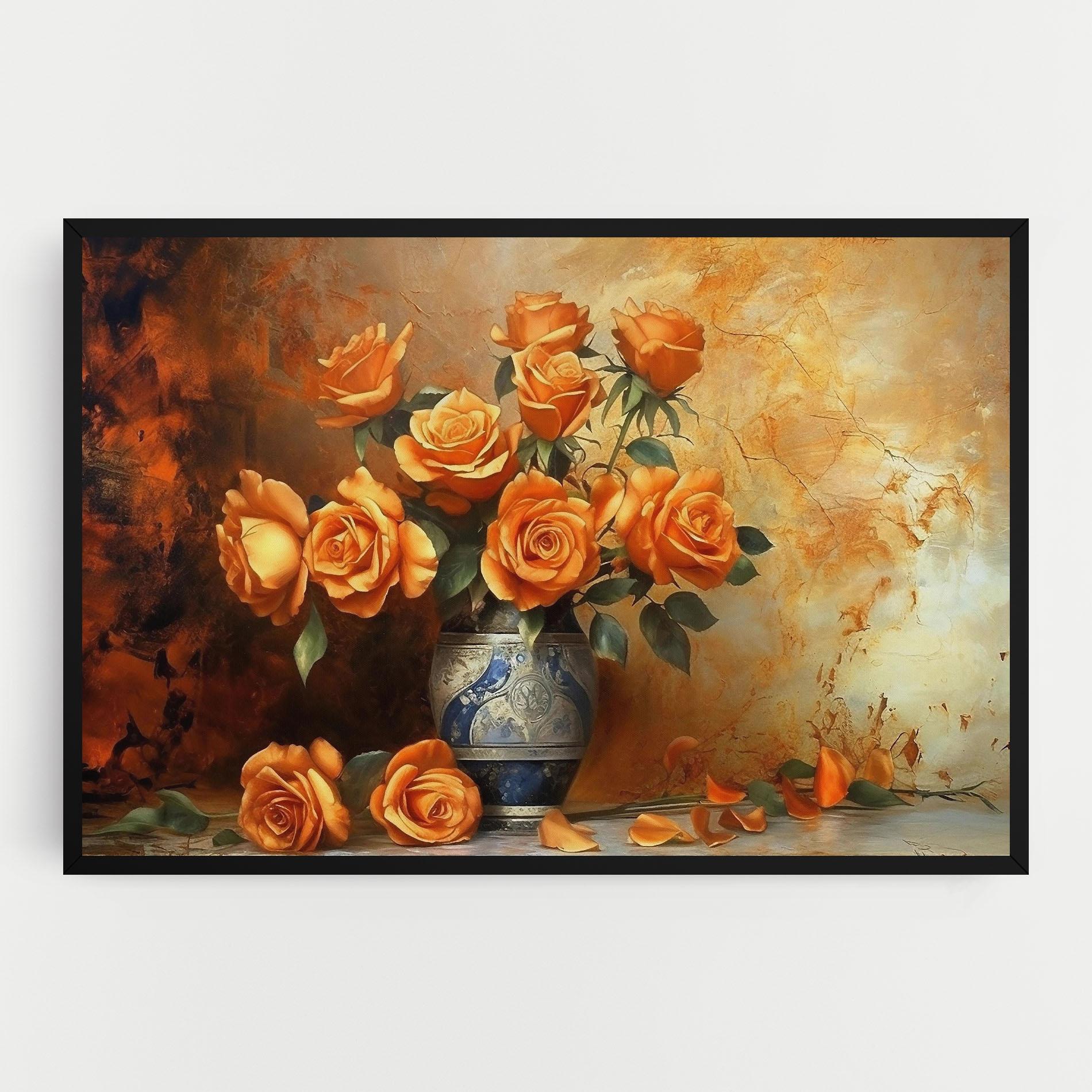 Tablou Canvas Pretty Orange Rose Vase mockup 0