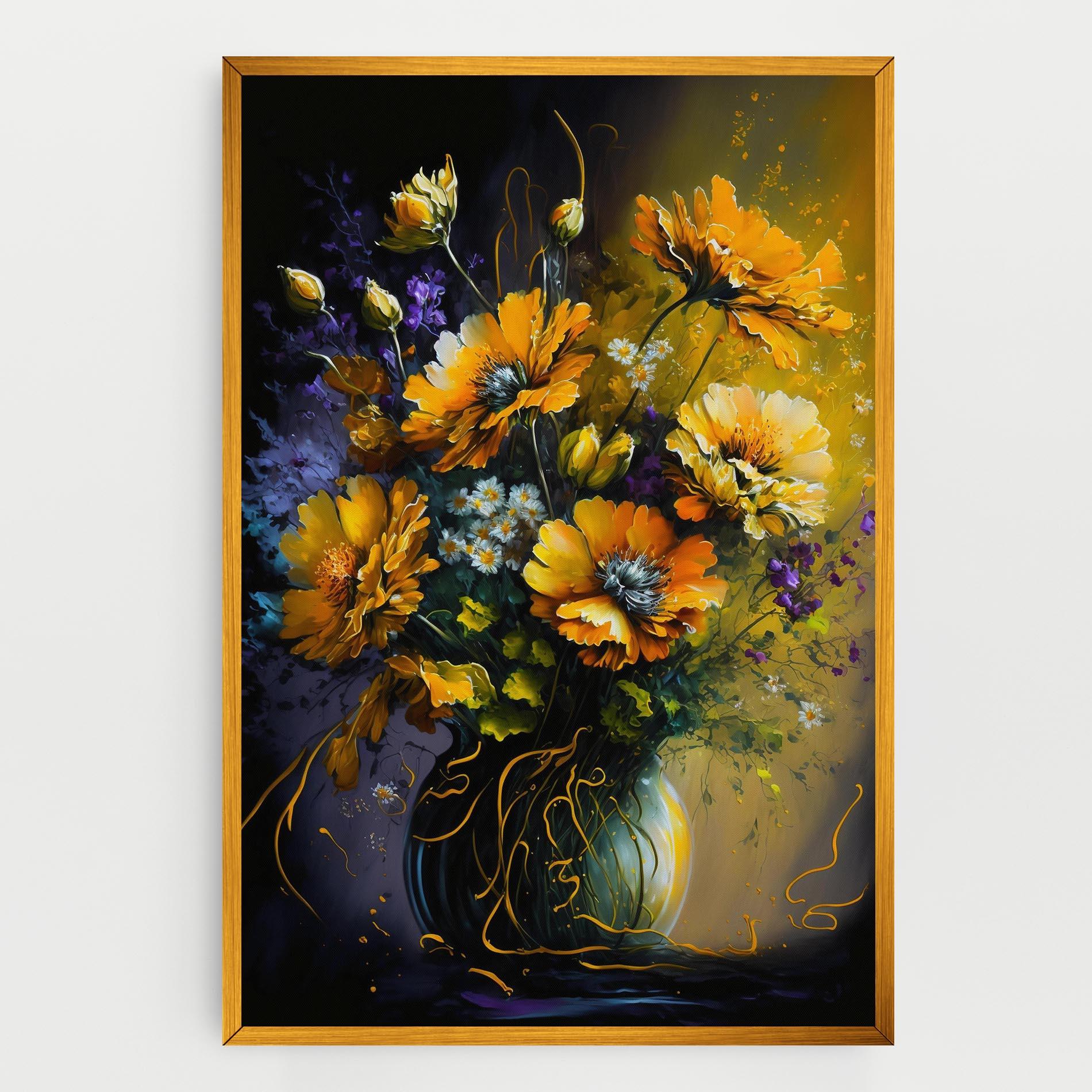 Tablou Canvas Yellow Flower Art Vase mockup 0