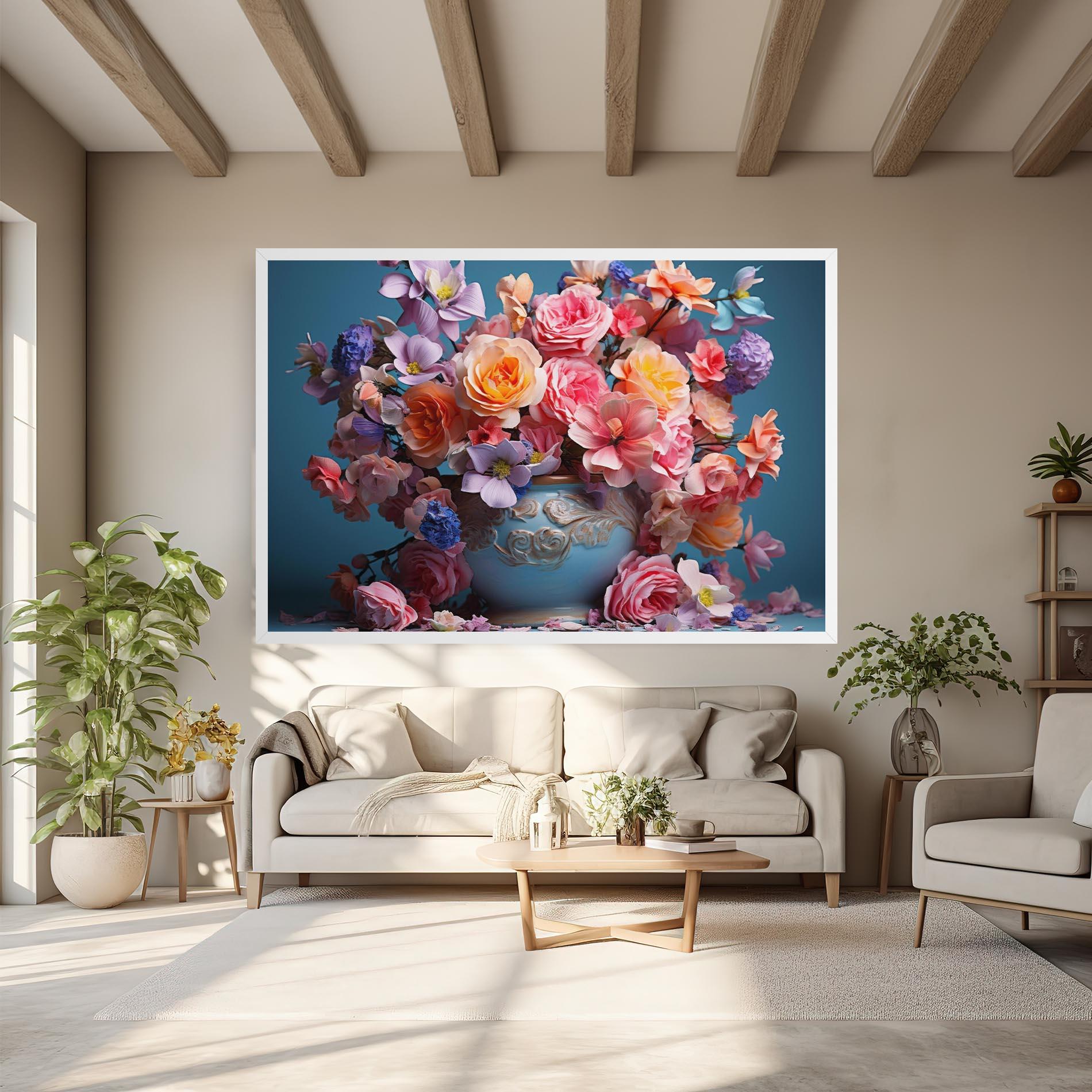 Tablou Canvas Blue Vase Flowers mockup 6