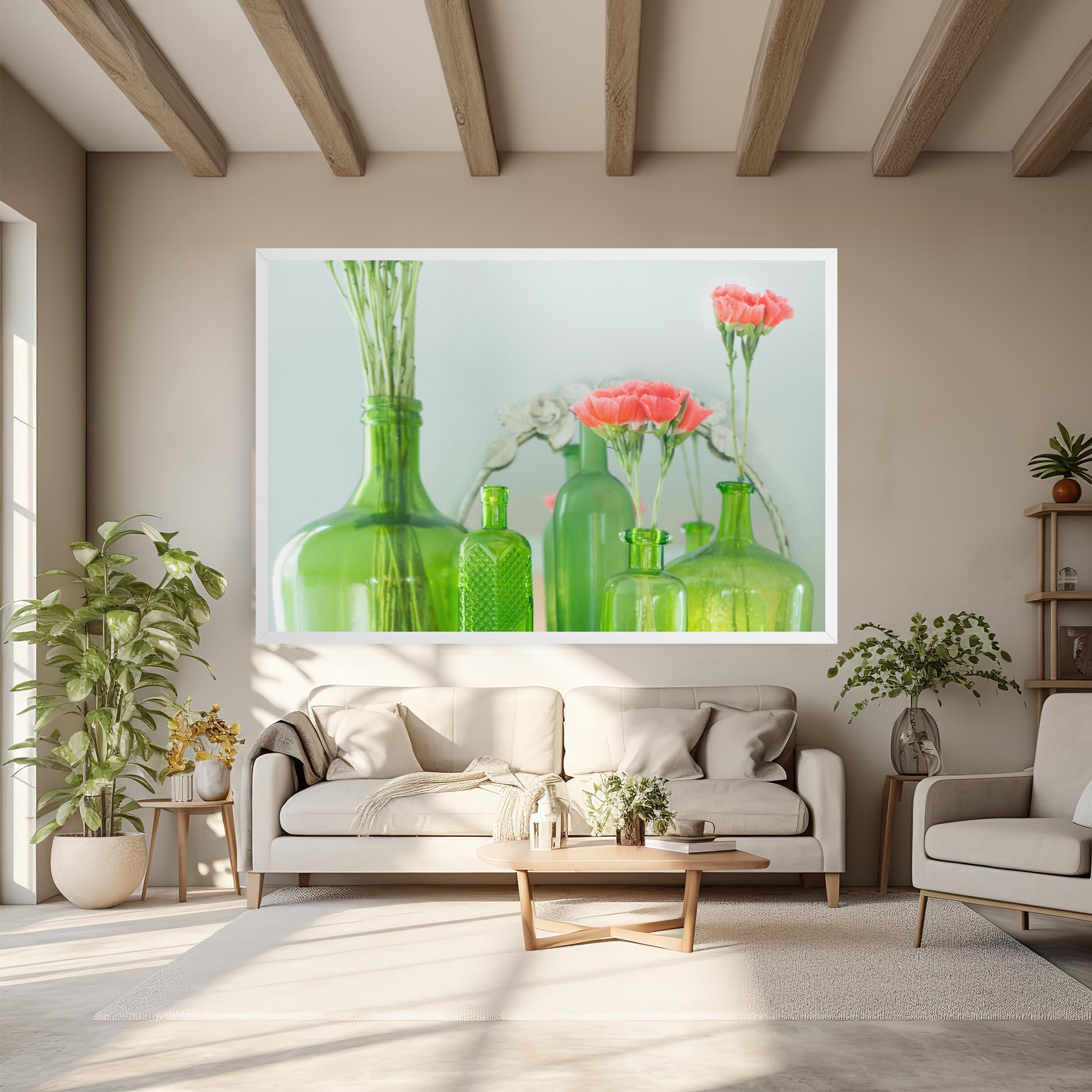 Tablou Canvas Green Vase Flowers mockup 6