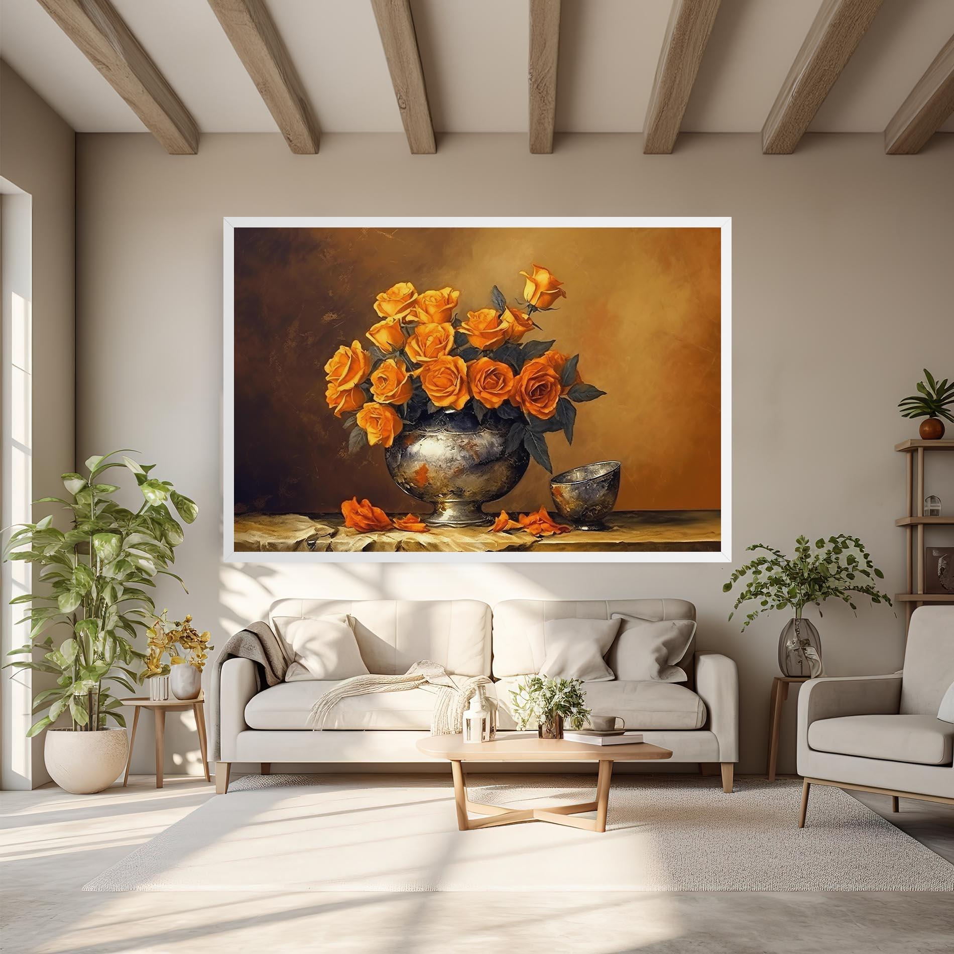 Tablou Canvas Orange Rose Vase mockup 6