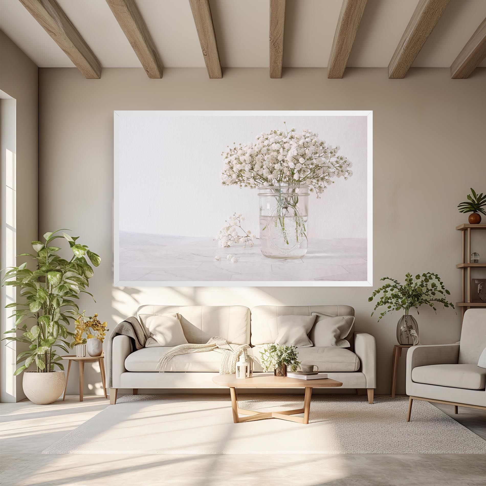 White Tiny Flower Vase mockup 6