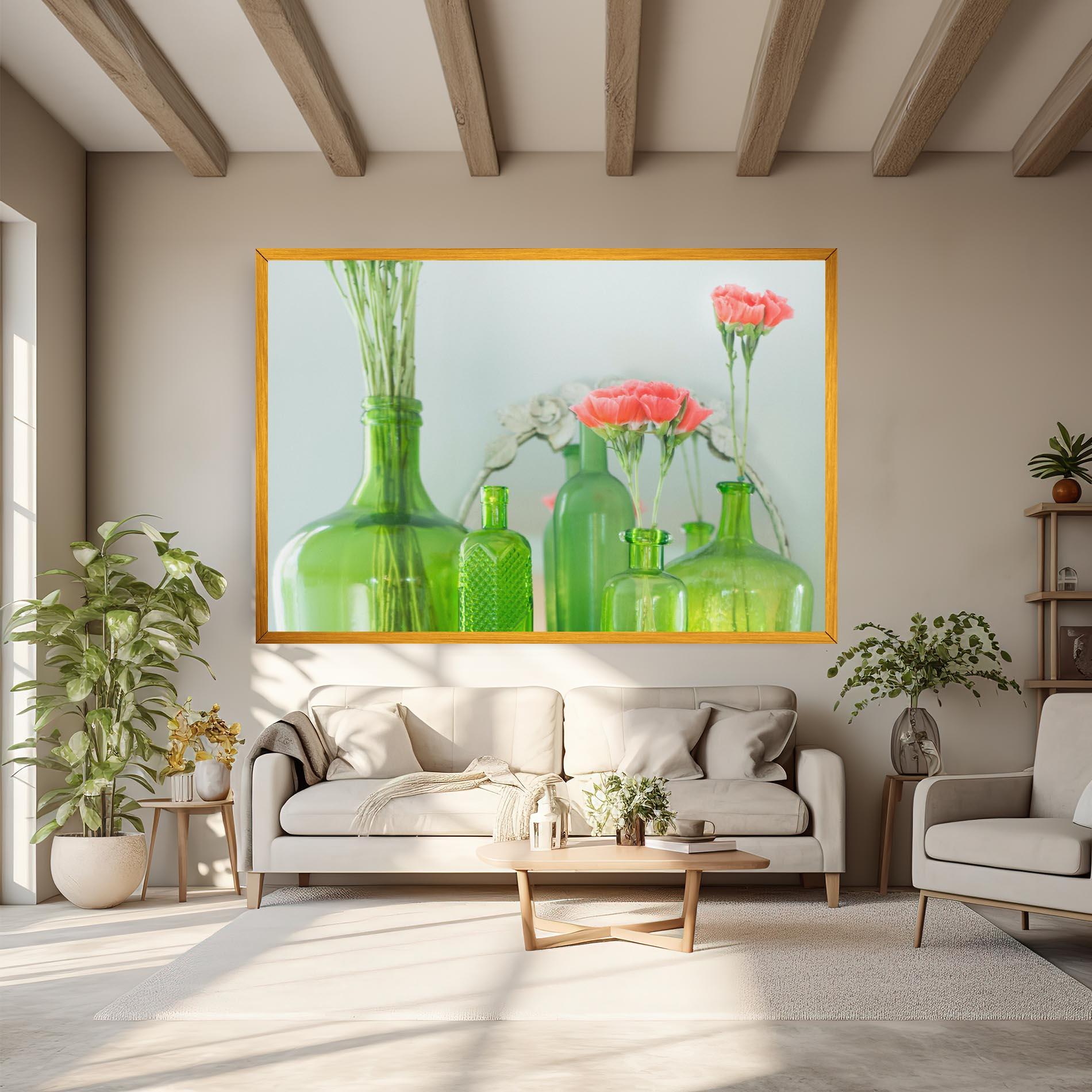 Tablou Canvas Green Vase Flowers mockup 6