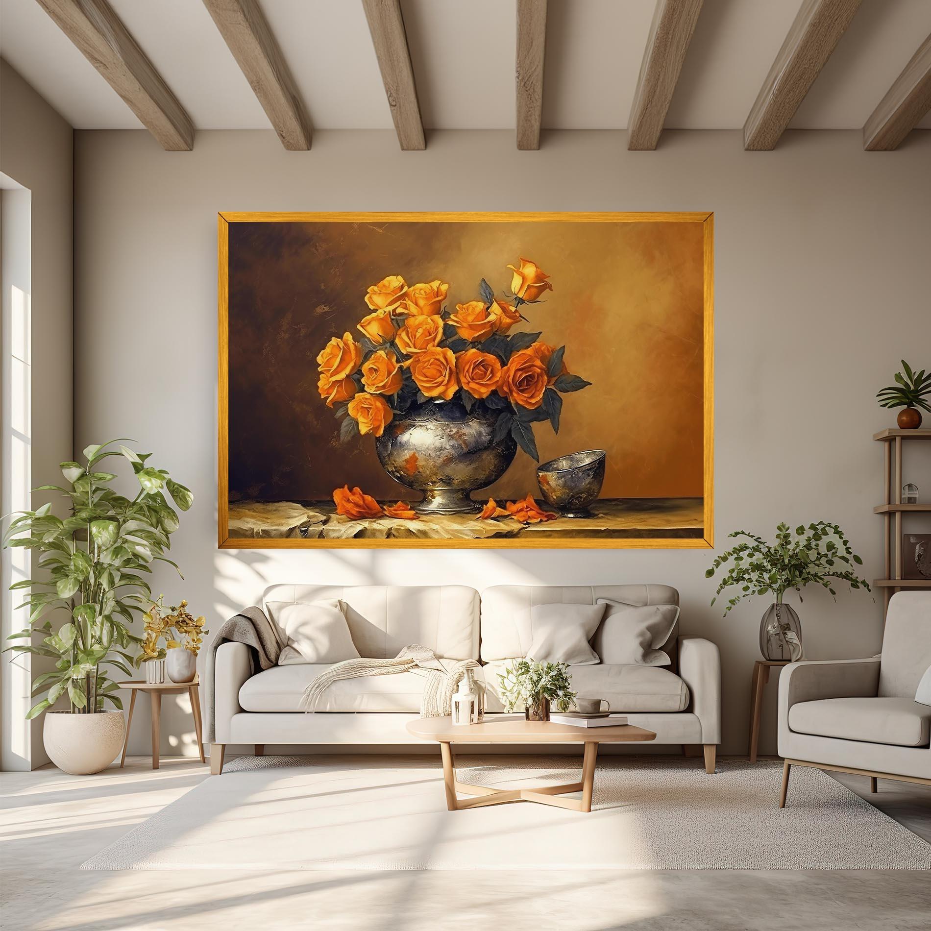 Tablou Canvas Orange Rose Vase mockup 6