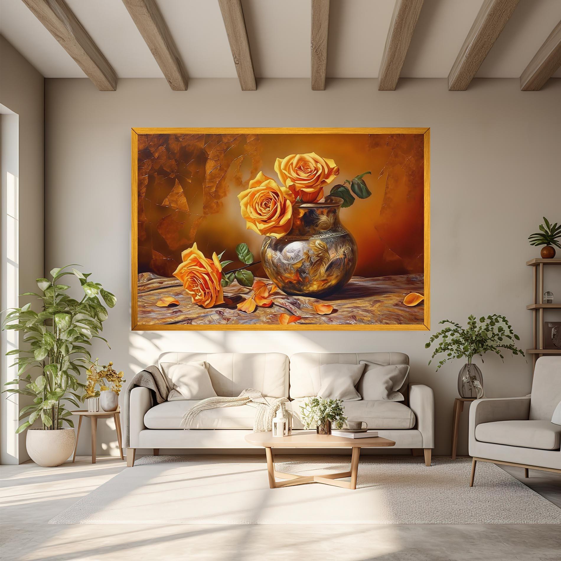 Tablou Canvas Orange Roses Vase mockup 6