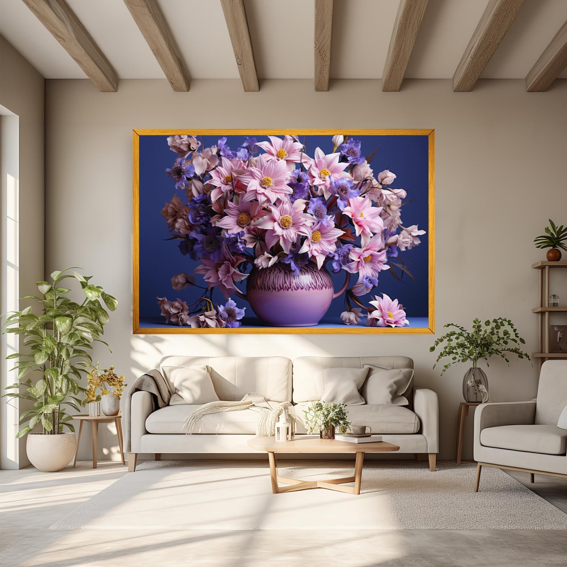 Tablou Canvas Purple Vase Flowers mockup 6