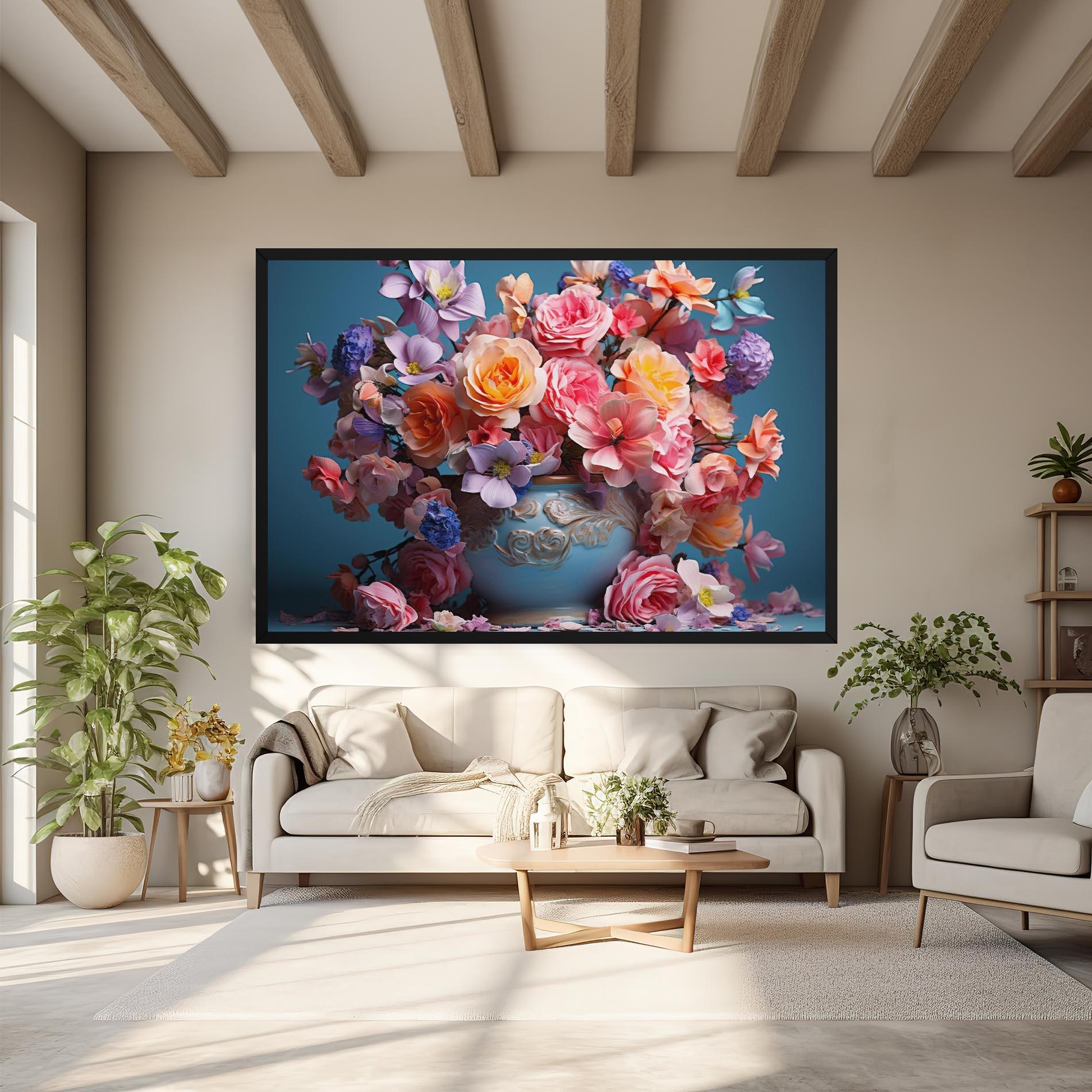 Tablou Canvas Blue Vase Flowers mockup 6