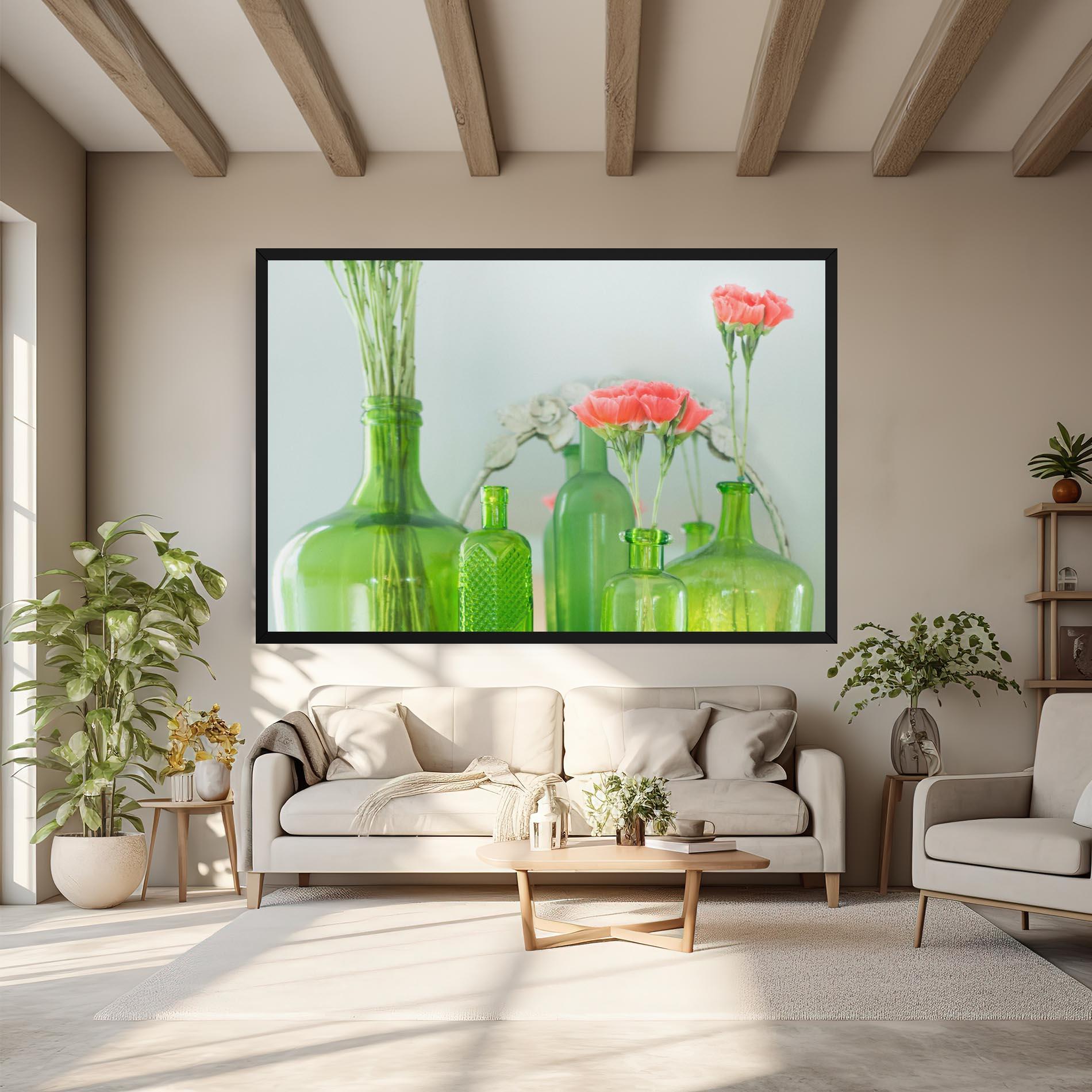 Tablou Canvas Green Vase Flowers mockup 6