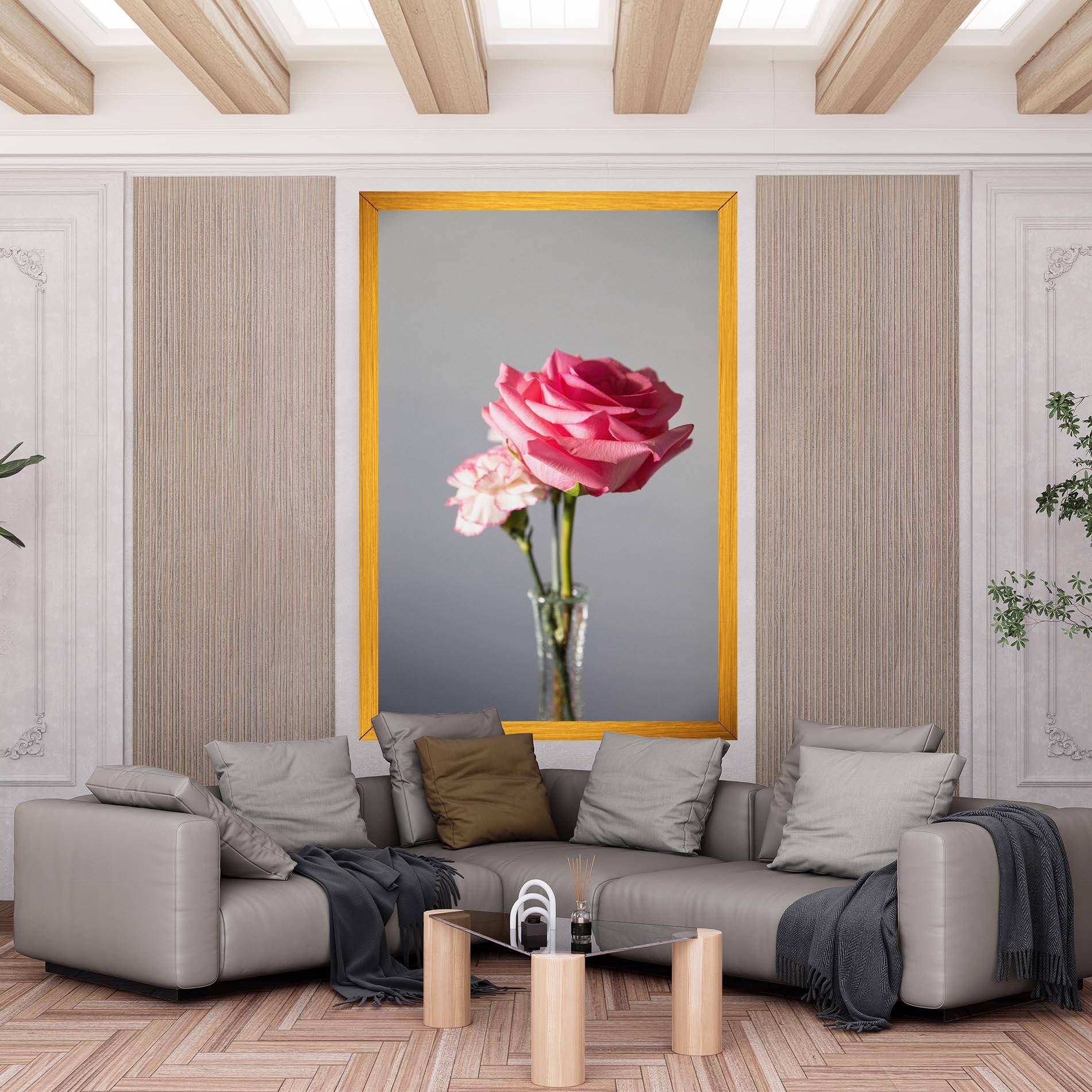 Tablou Canvas Big Pink Rose Vase mockup 6