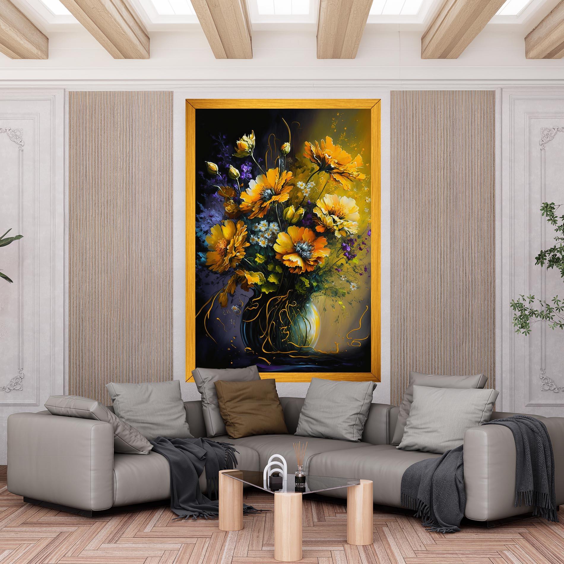 Tablou Canvas Yellow Flower Art Vase mockup 6