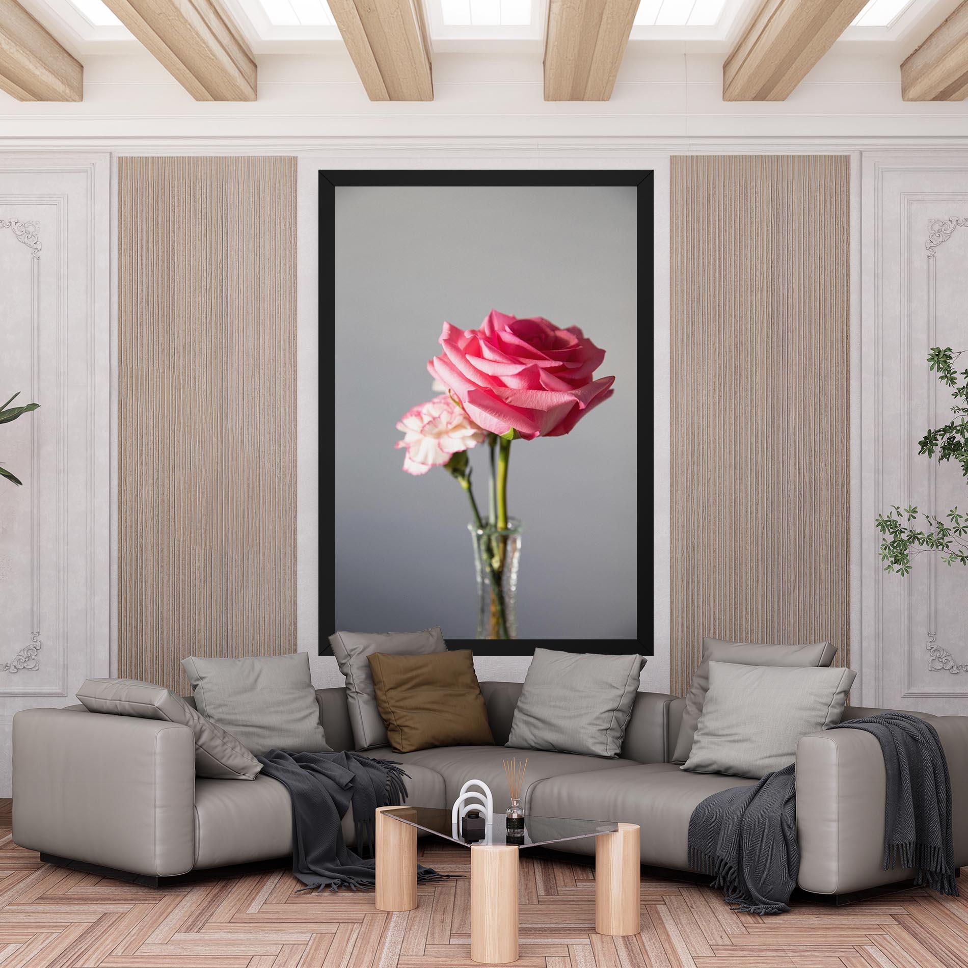 Tablou Canvas Big Pink Rose Vase mockup 6