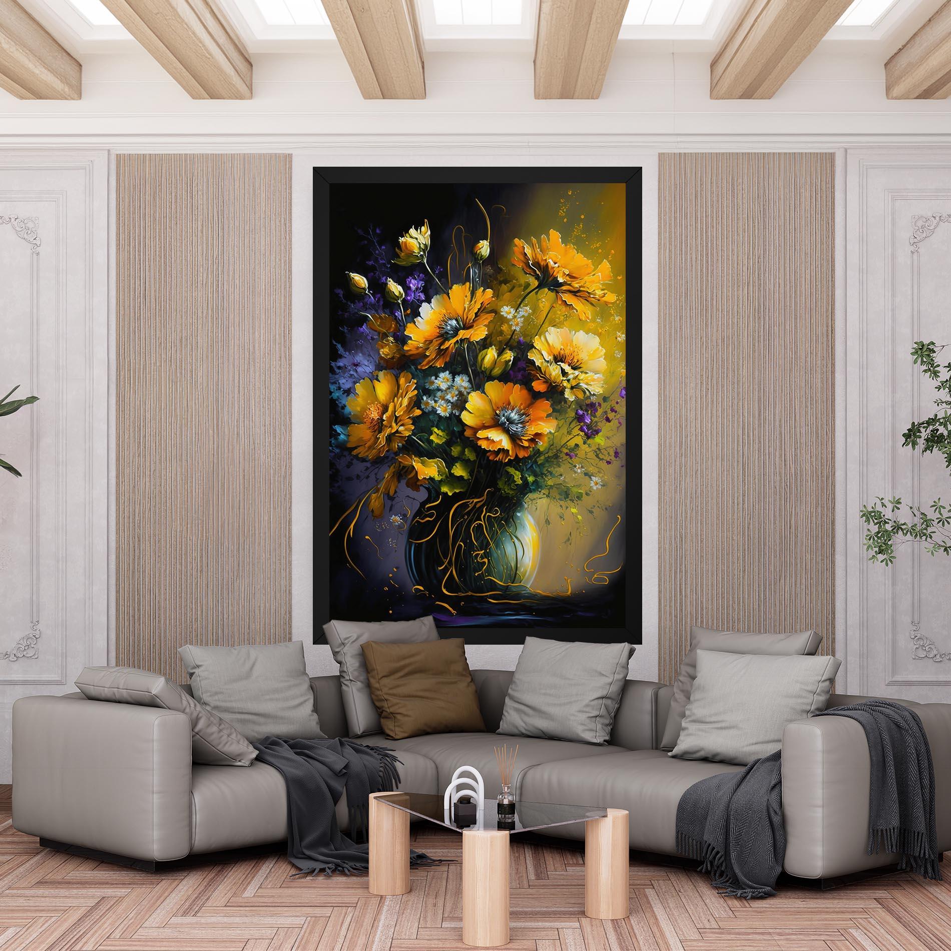 Tablou Canvas Yellow Flower Art Vase mockup 6