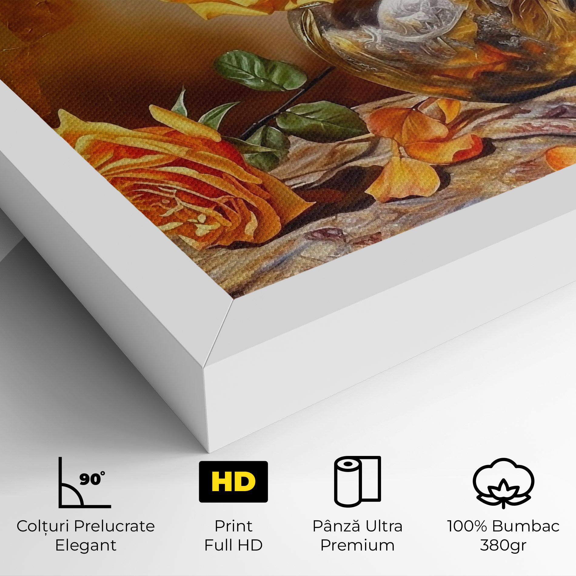 Tablou Canvas Orange Roses Vase mockup 4