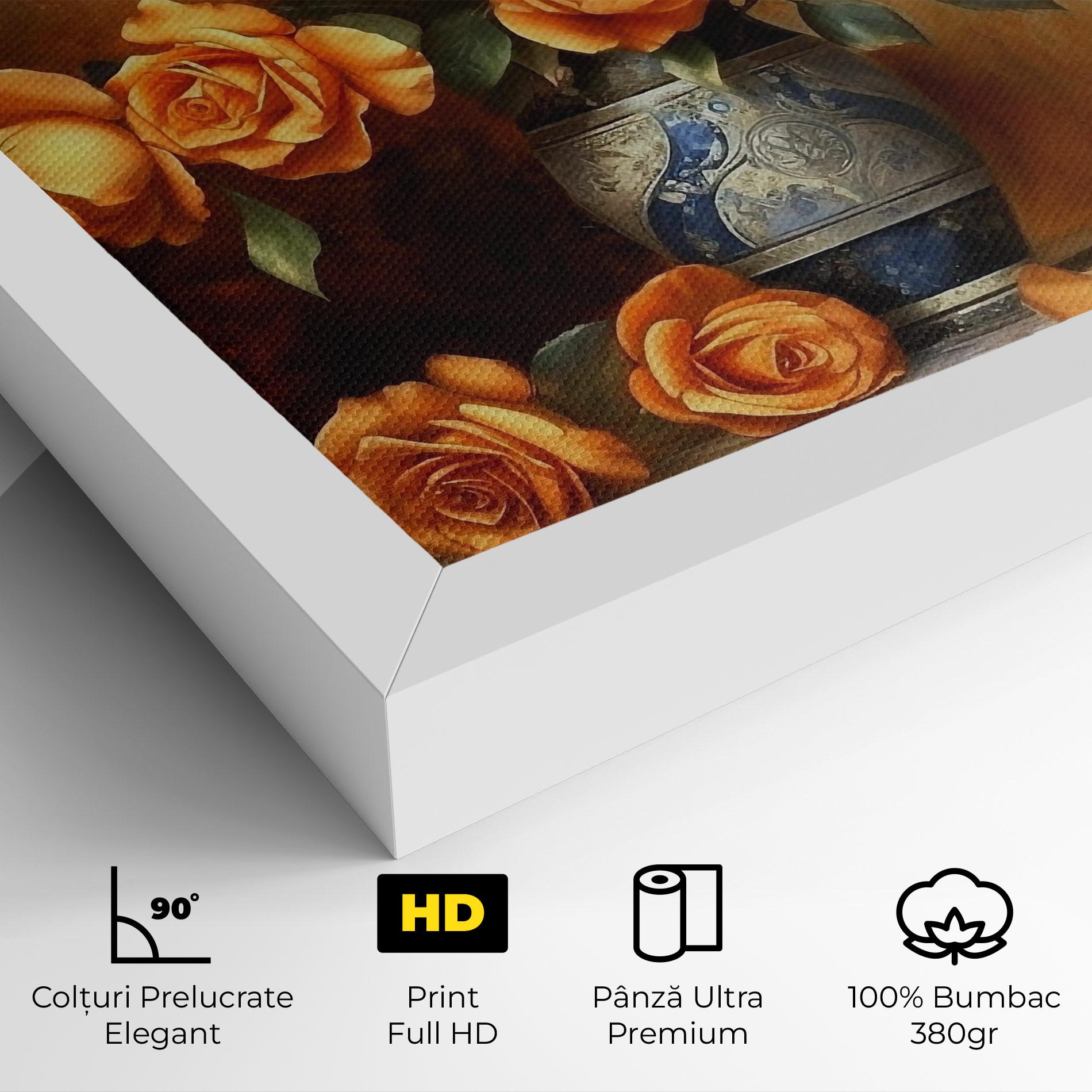 Tablou Canvas Pretty Orange Rose Vase mockup 4