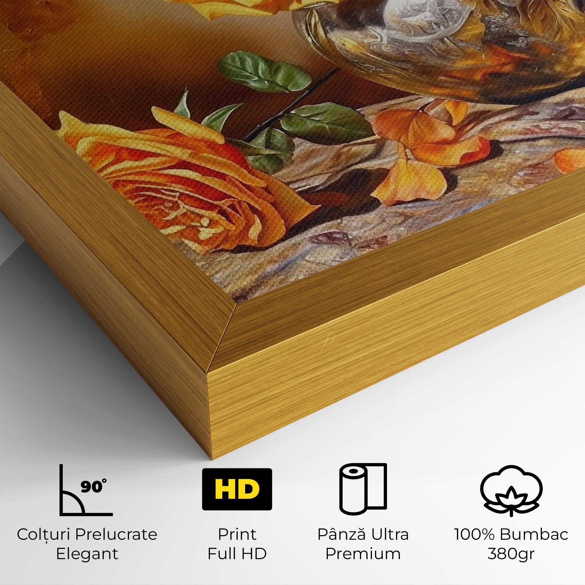 Tablou Canvas Orange Roses Vase mockup 4