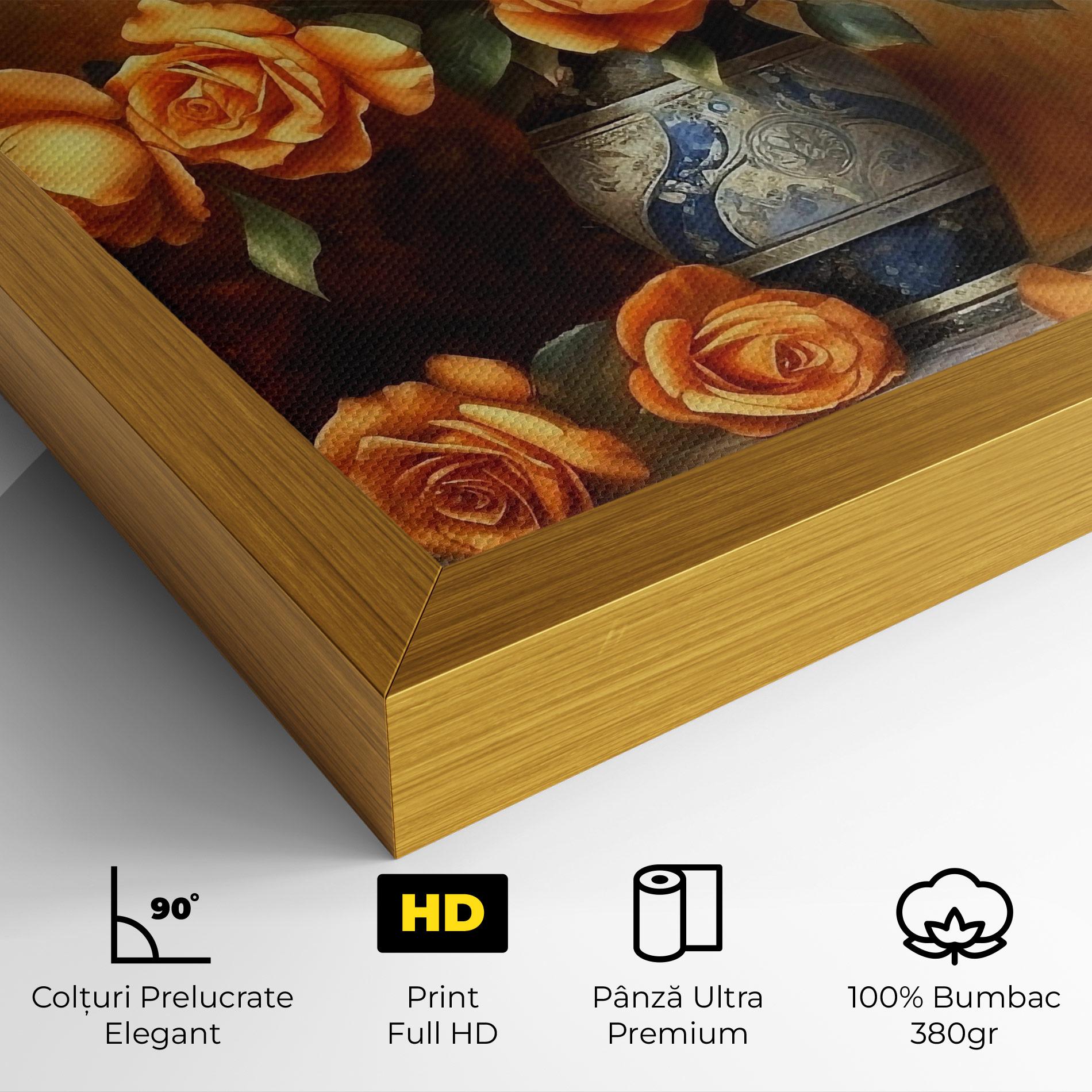 Tablou Canvas Pretty Orange Rose Vase mockup 4