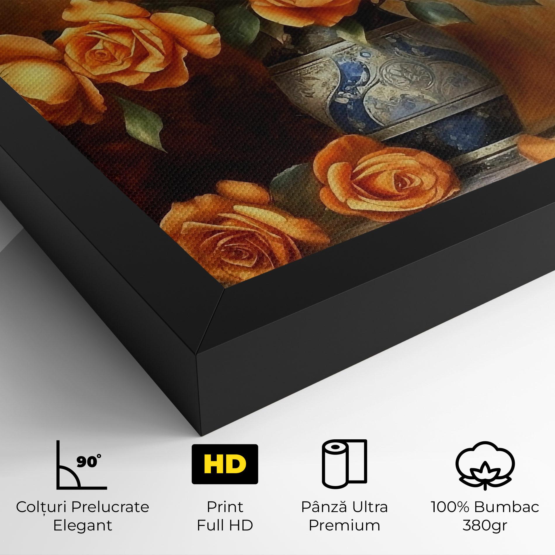 Tablou Canvas Pretty Orange Rose Vase mockup 4