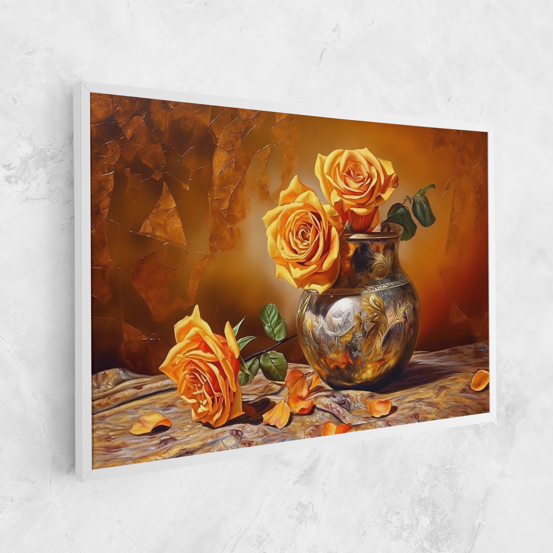 Tablou Canvas Orange Roses Vase mockup 1