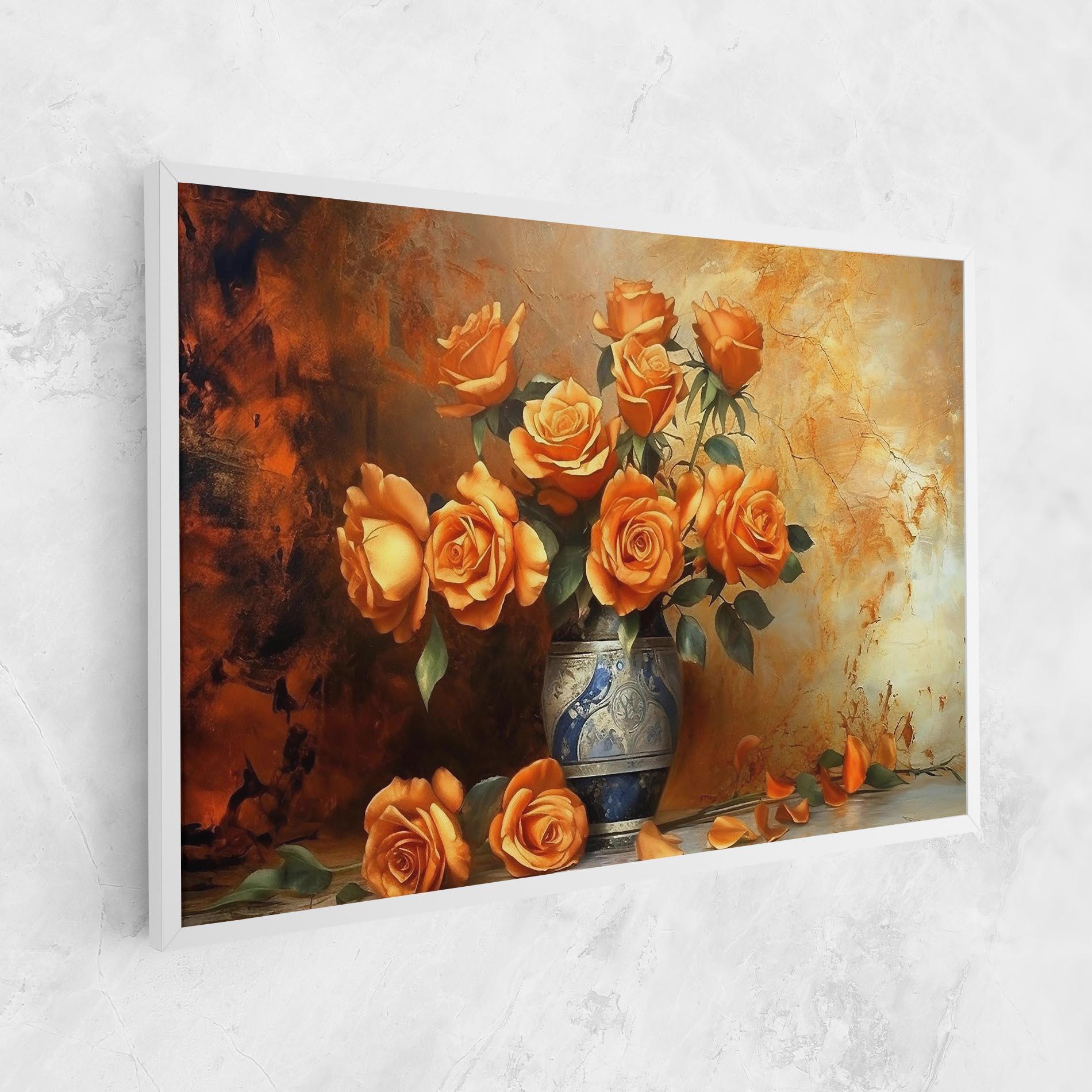 Tablou Canvas Pretty Orange Rose Vase mockup 1