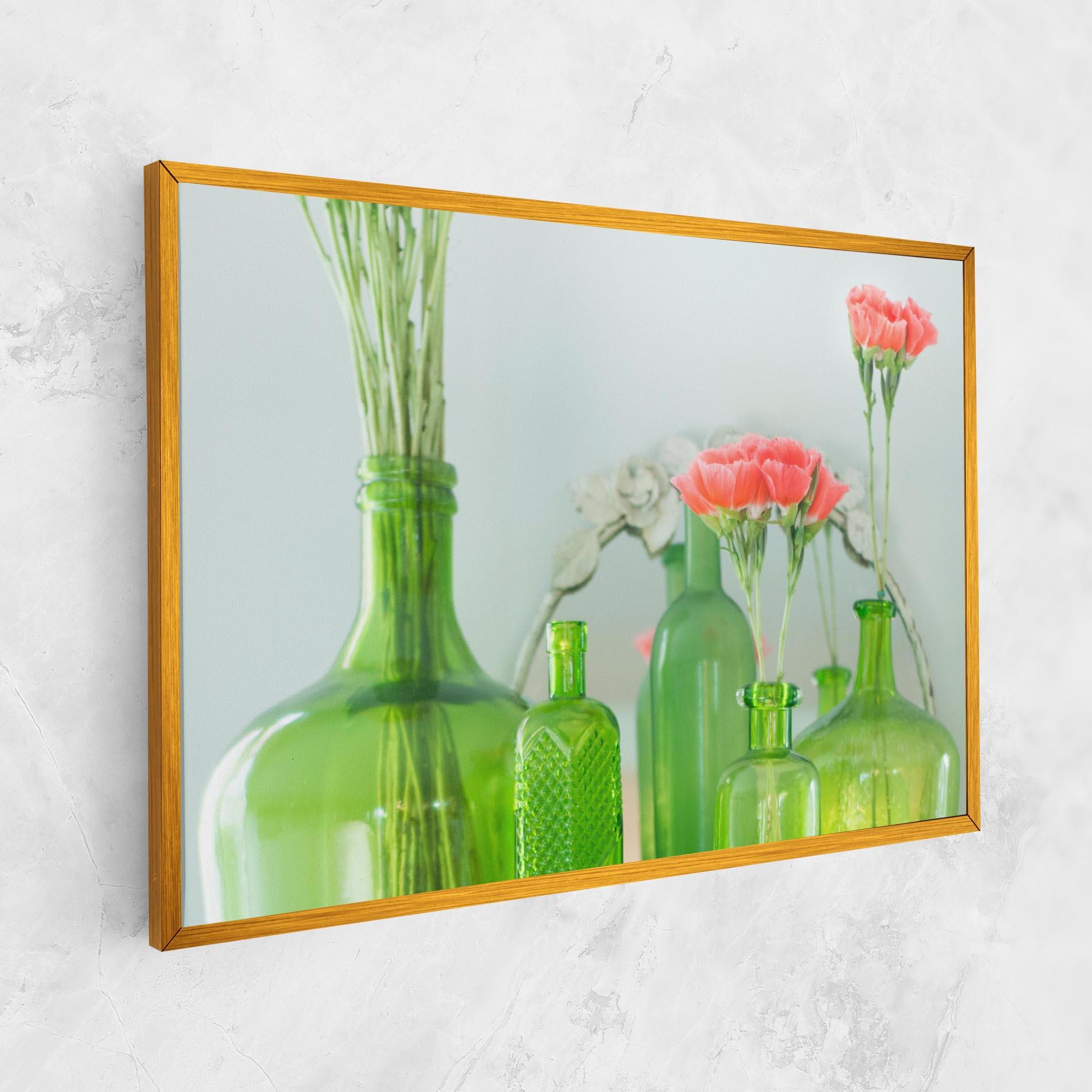 Tablou Canvas Green Vase Flowers mockup 1