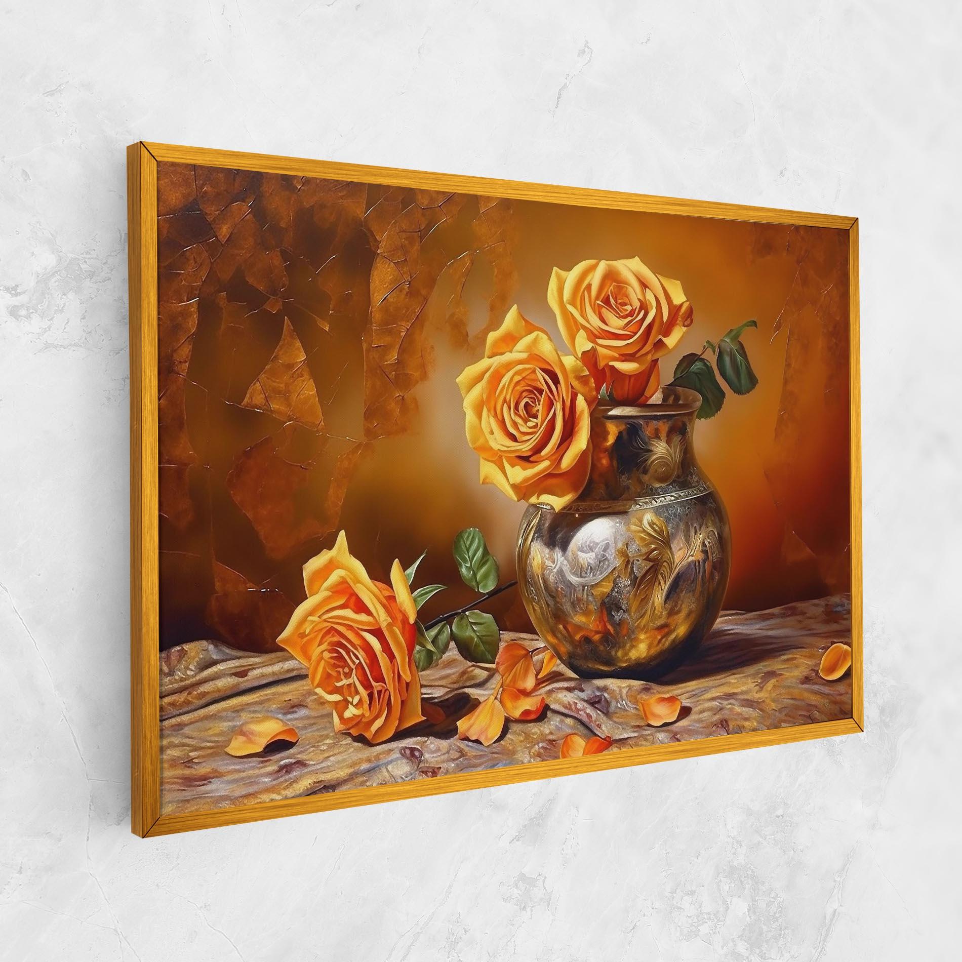 Tablou Canvas Orange Roses Vase mockup 1