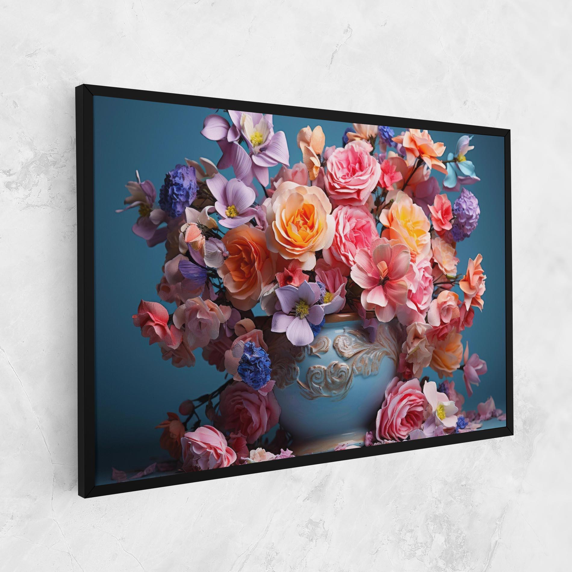 Tablou Canvas Blue Vase Flowers mockup 1