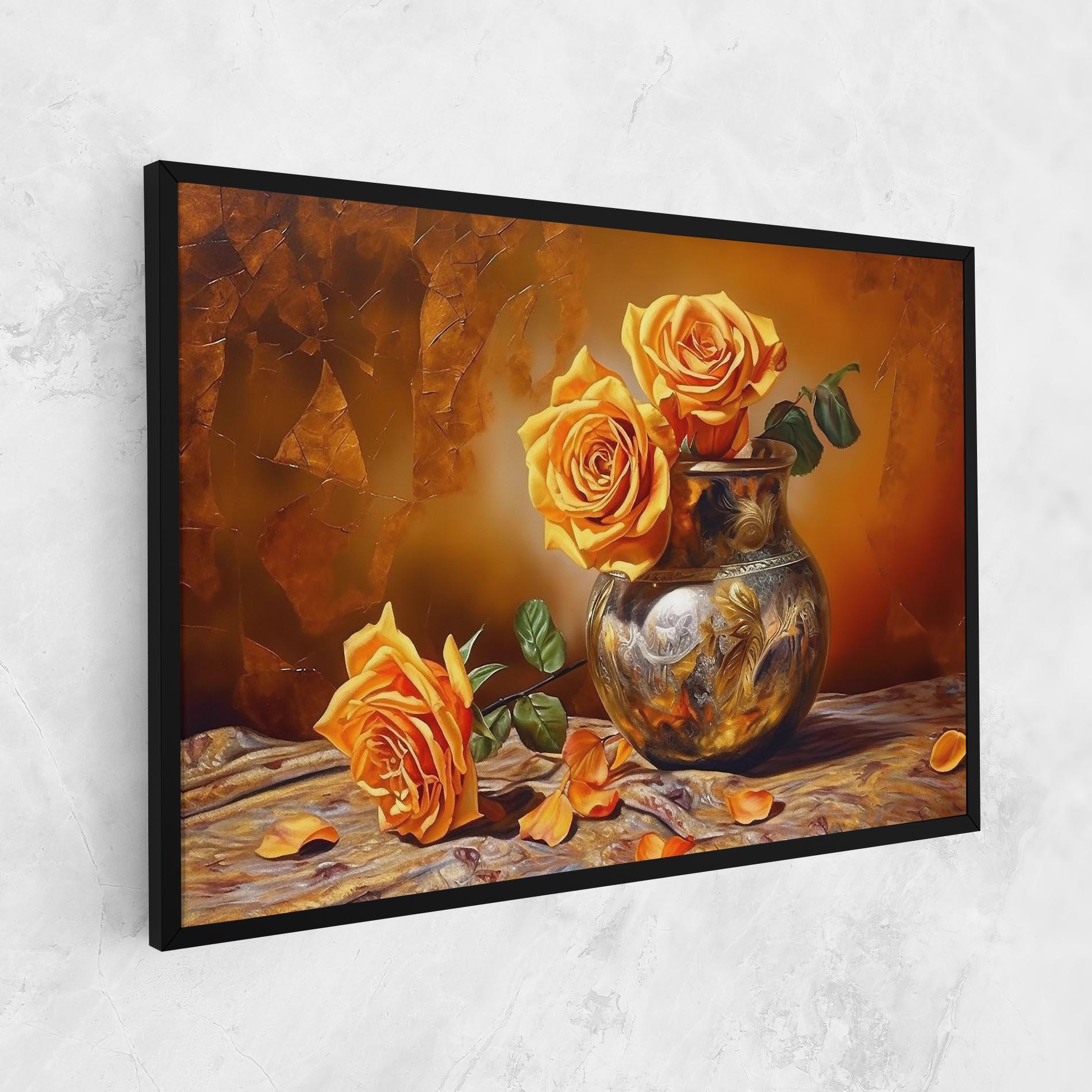 Tablou Canvas Orange Roses Vase mockup 1