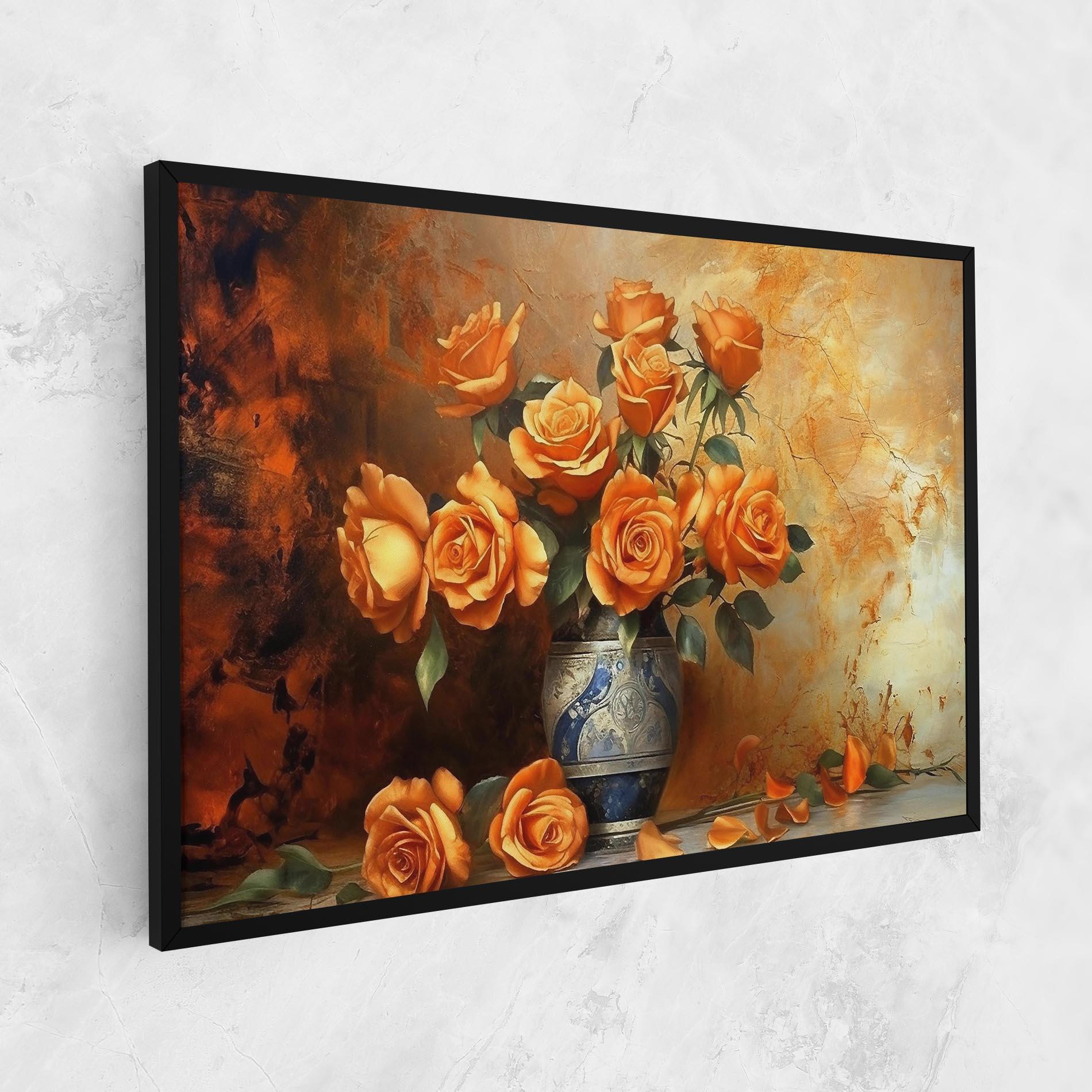 Tablou Canvas Pretty Orange Rose Vase mockup 1