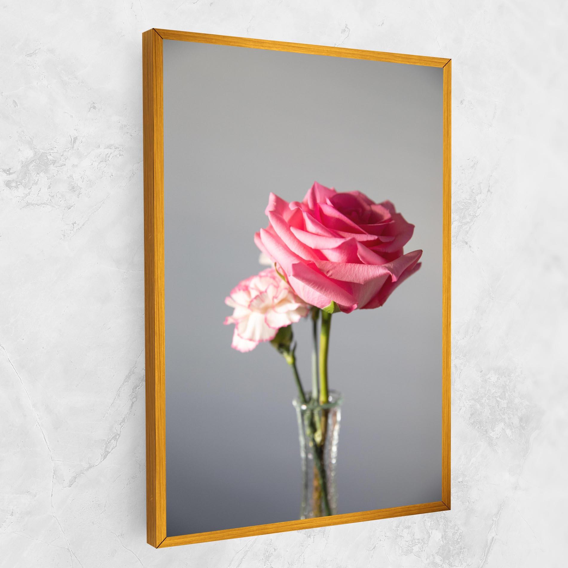 Tablou Canvas Big Pink Rose Vase mockup 1