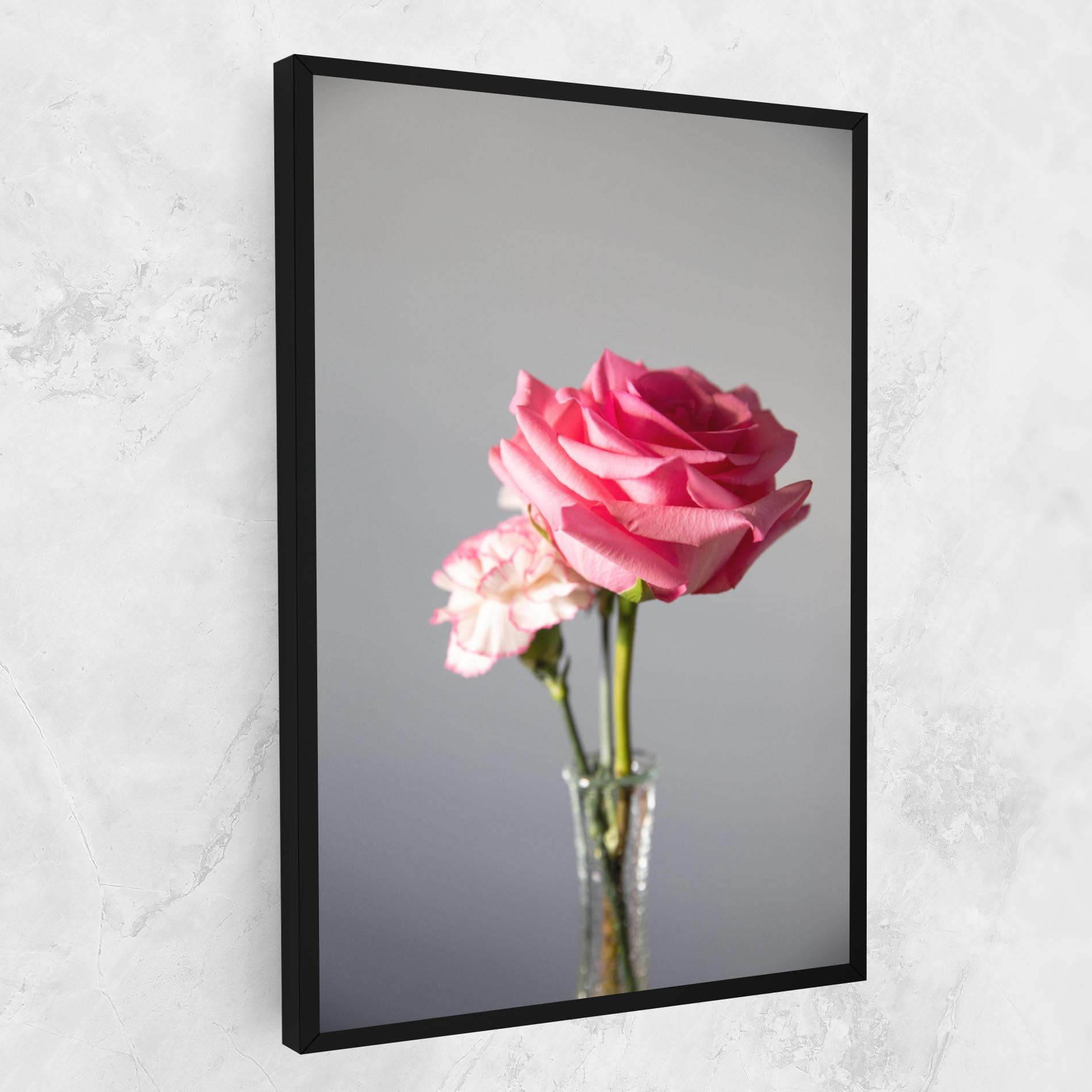 Tablou Canvas Big Pink Rose Vase mockup 1