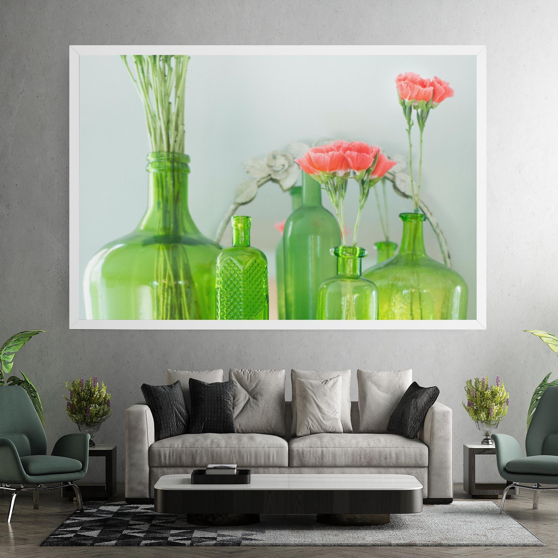 Tablou Canvas Green Vase Flowers mockup 7
