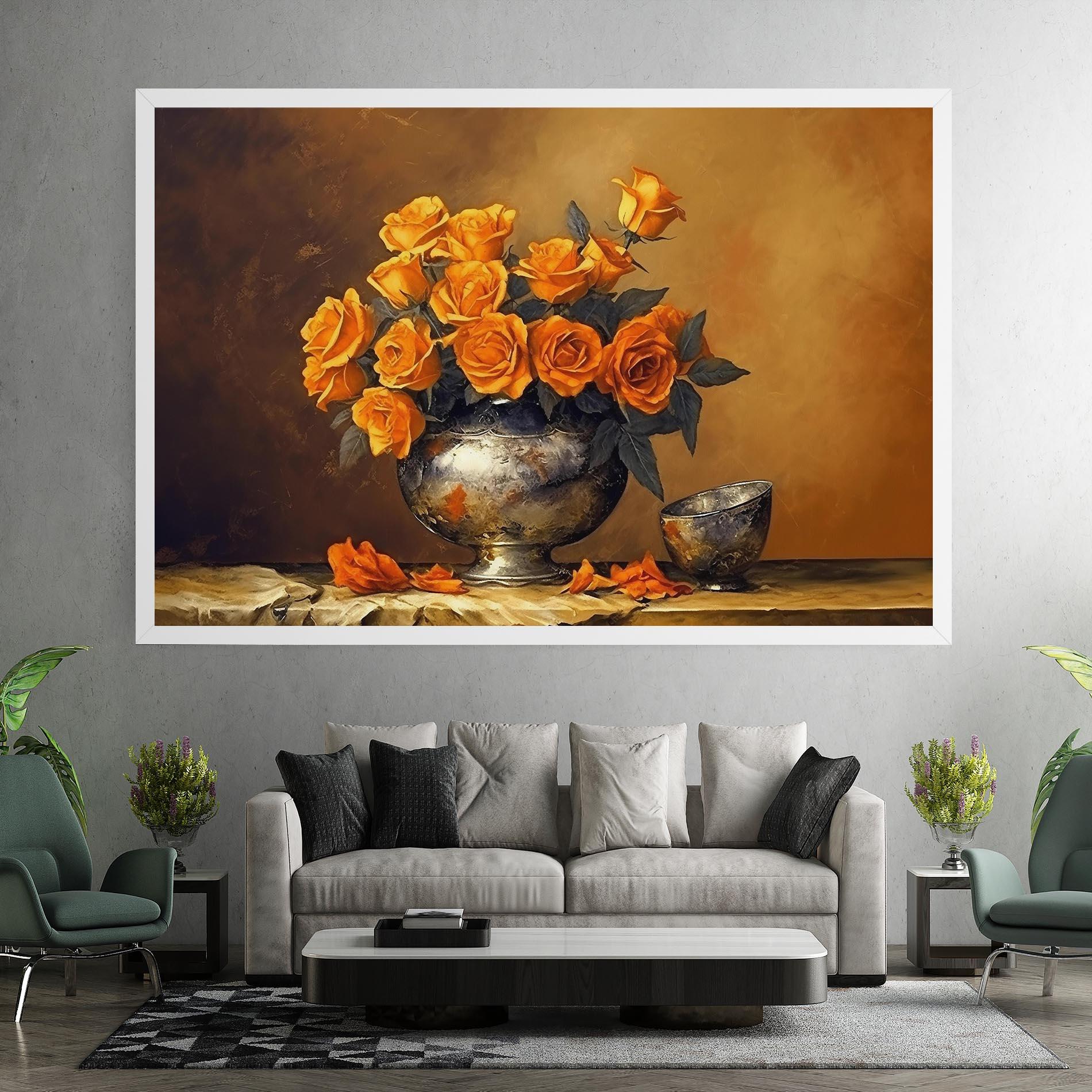 Tablou Canvas Orange Rose Vase mockup 7