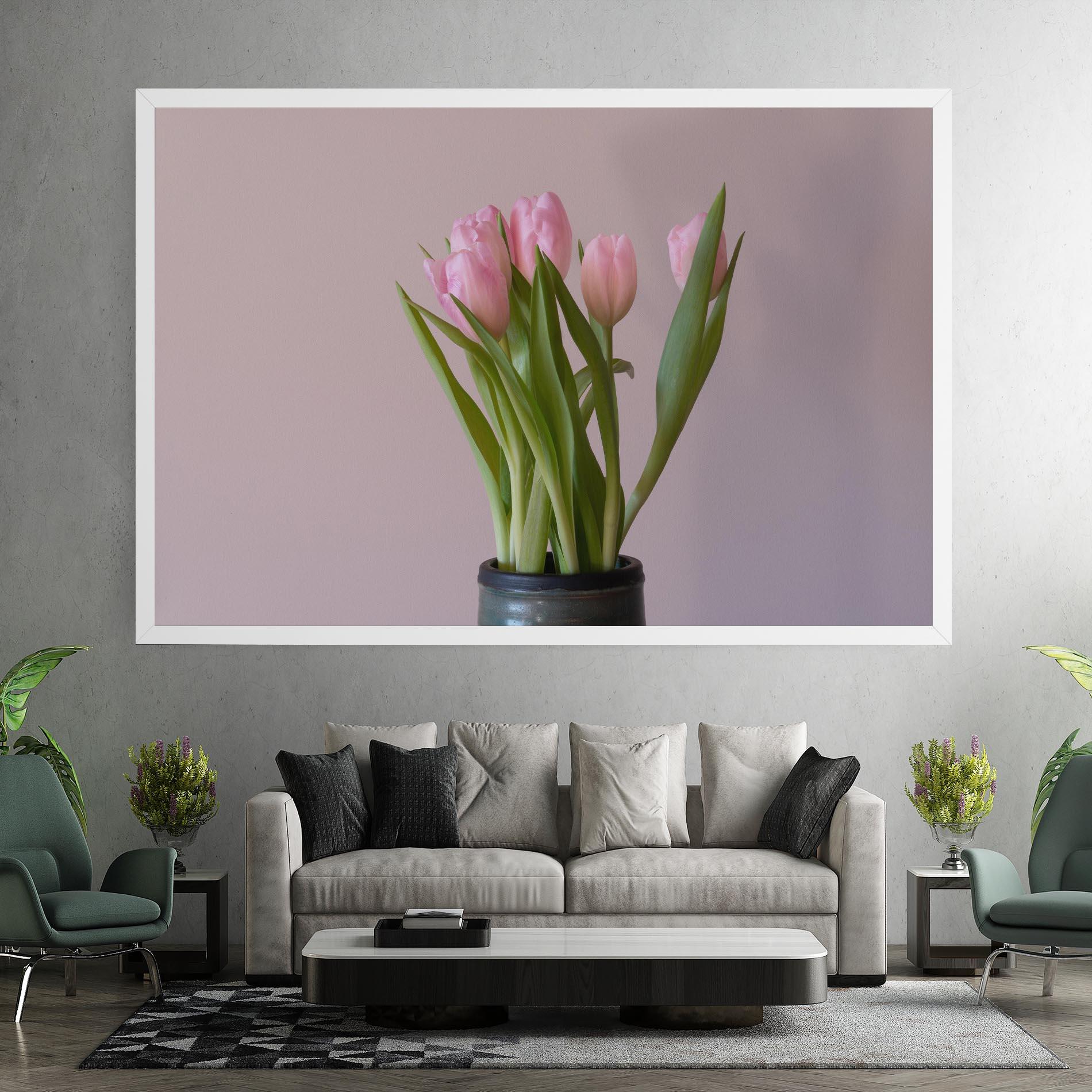 Tablou Canvas Pink Tulips Vase mockup 7