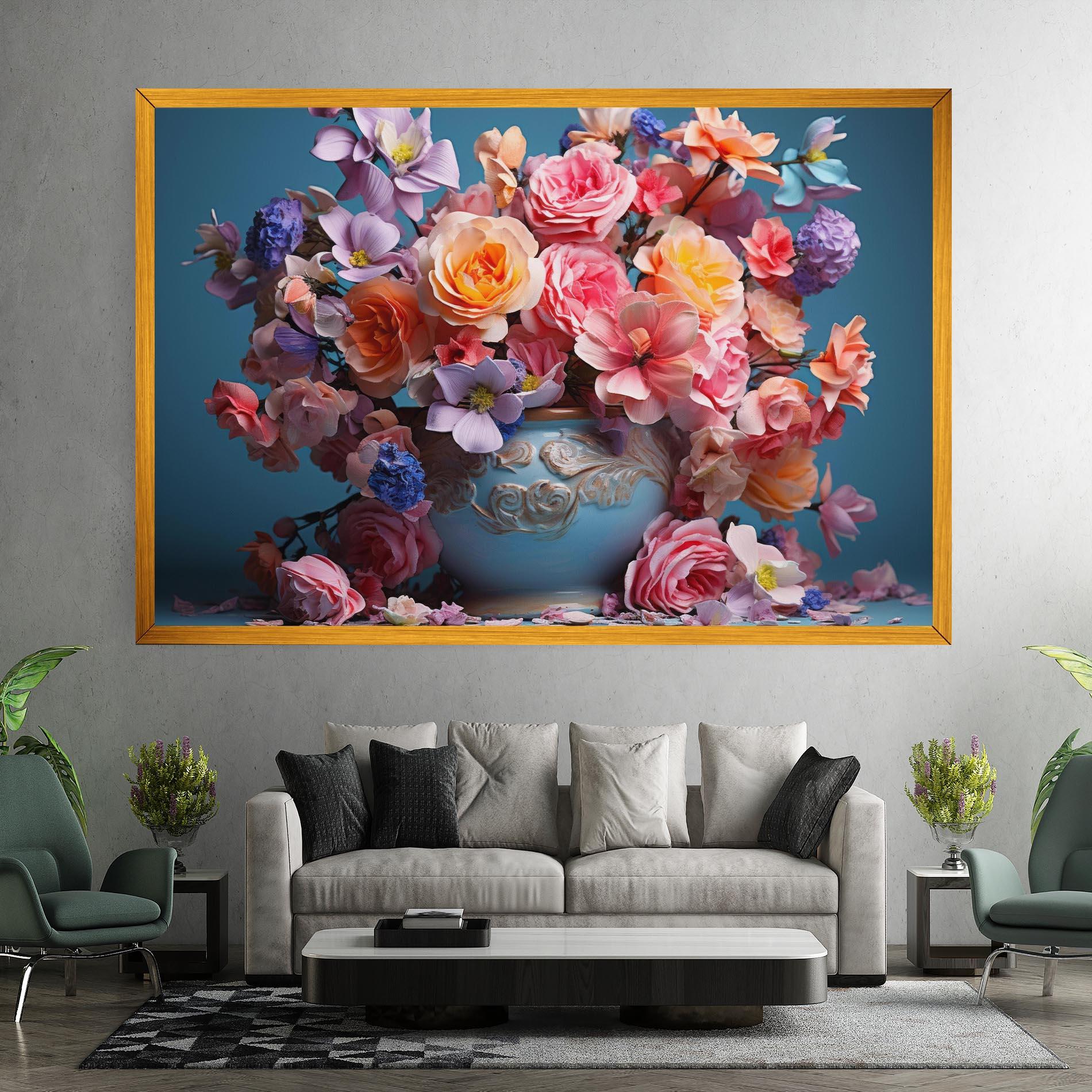 Tablou Canvas Blue Vase Flowers mockup 7