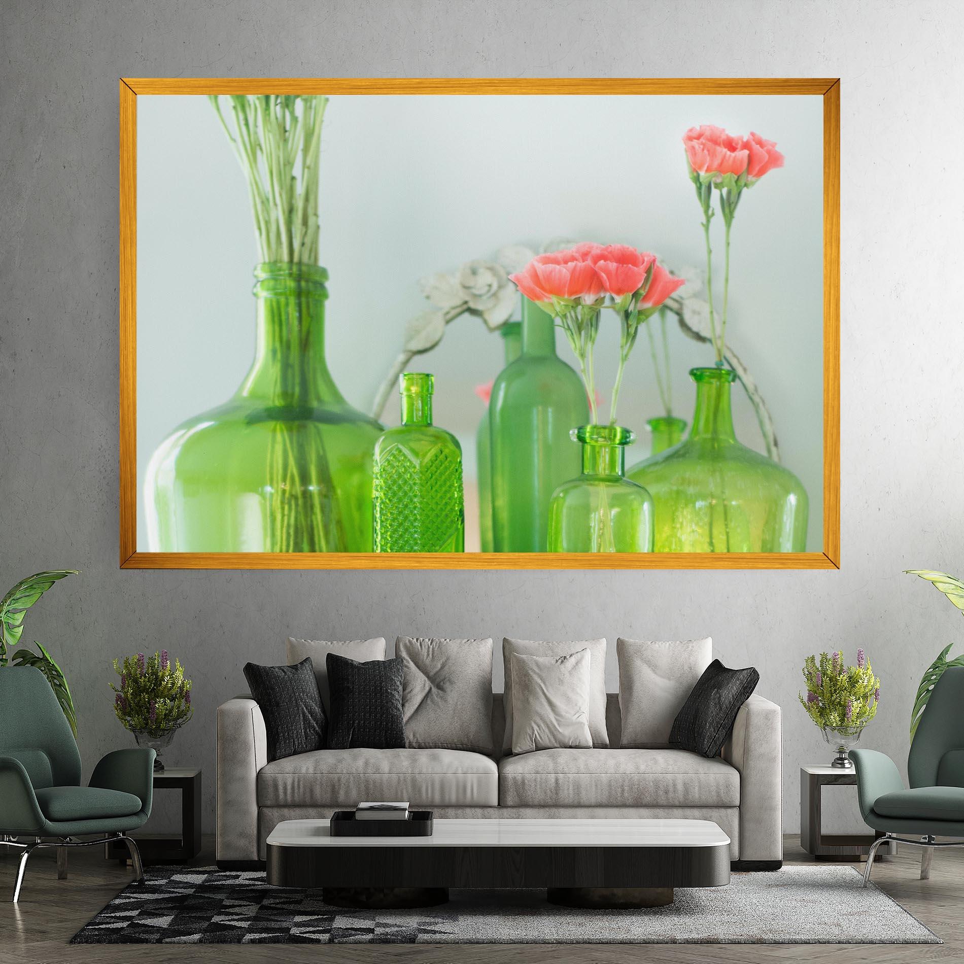 Tablou Canvas Green Vase Flowers mockup 7