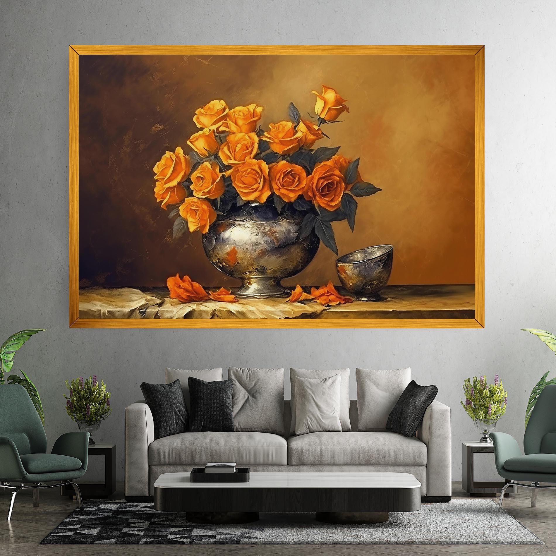 Tablou Canvas Orange Rose Vase mockup 7
