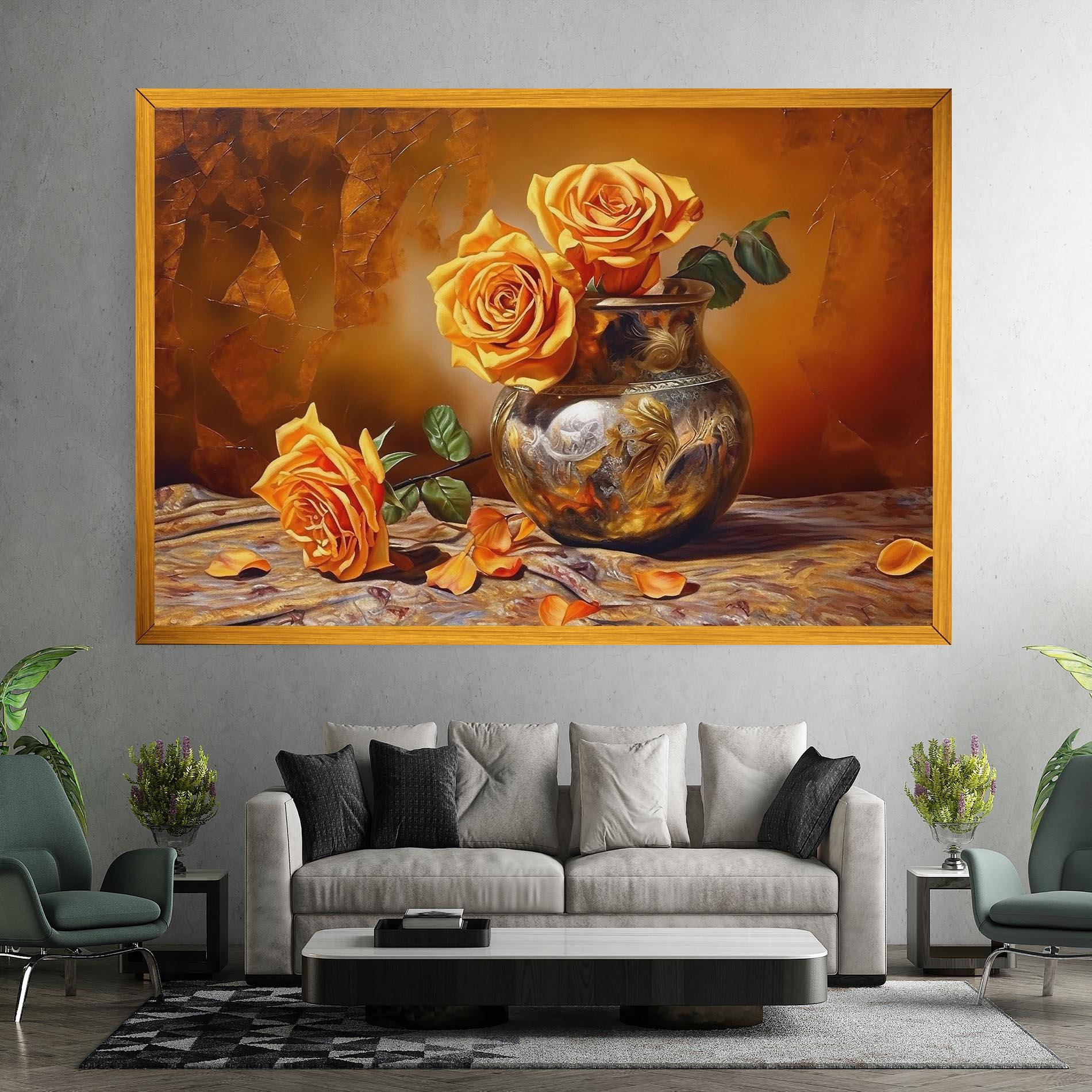 Tablou Canvas Orange Roses Vase mockup 7