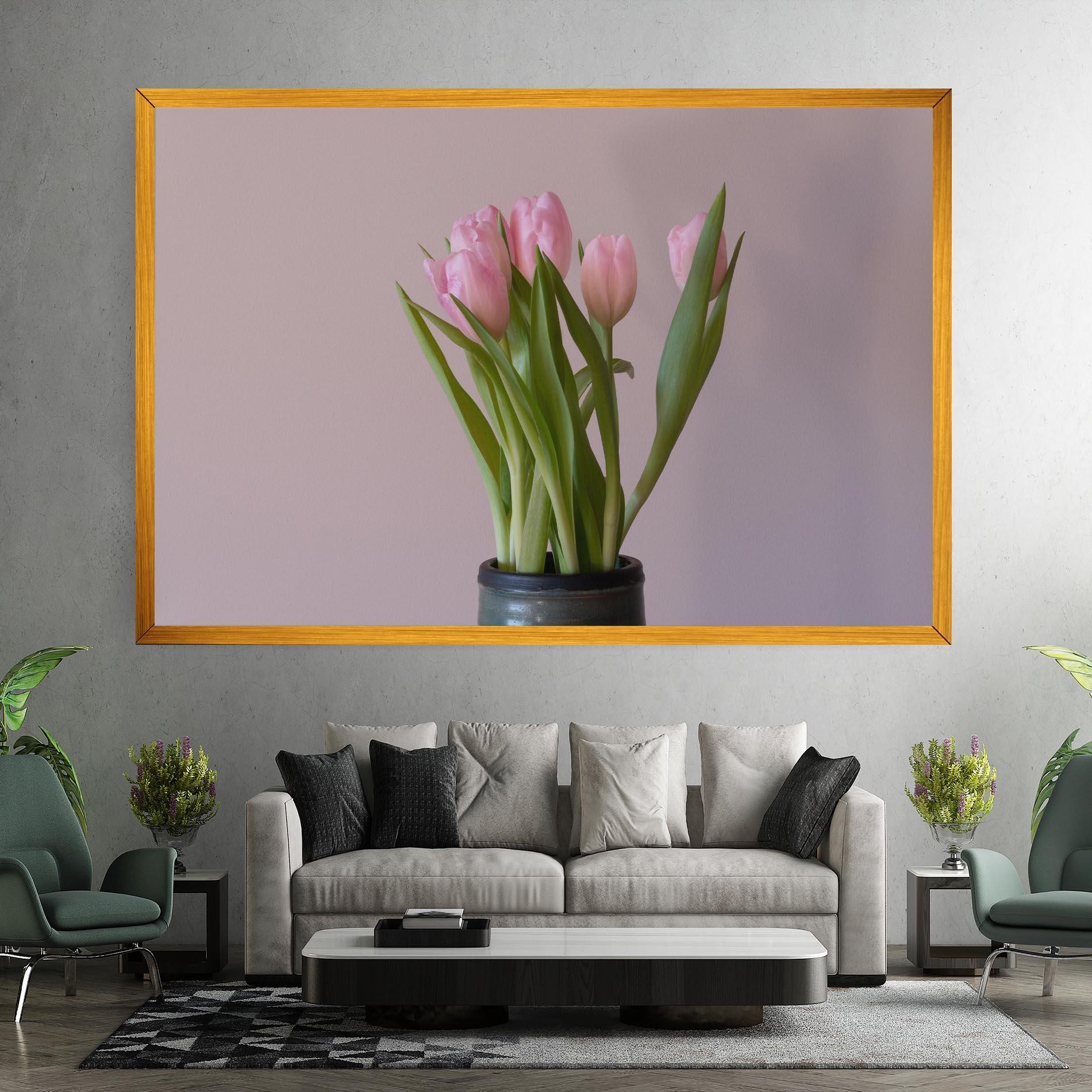 Tablou Canvas Pink Tulips Vase mockup 7