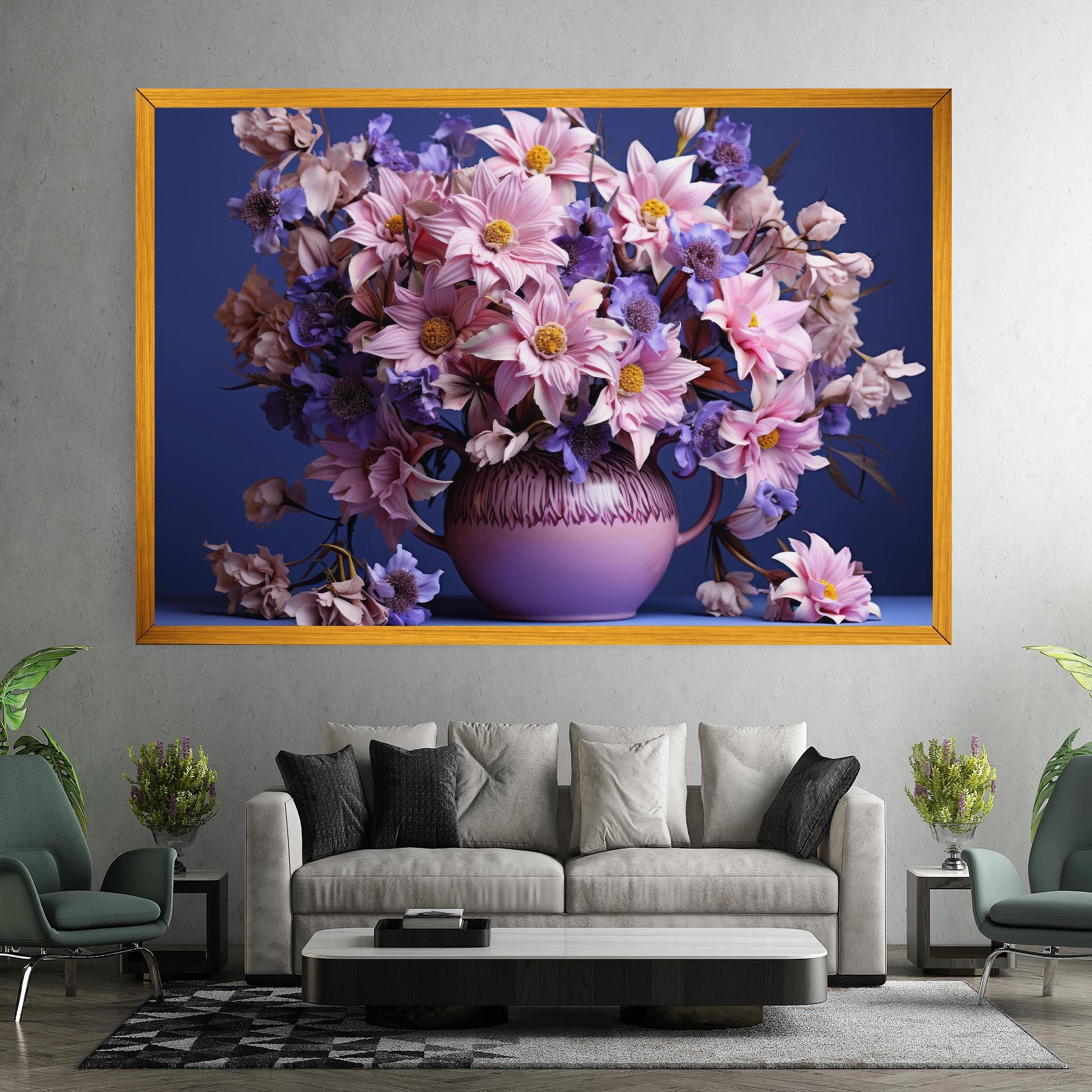 Tablou Canvas Purple Vase Flowers mockup 7
