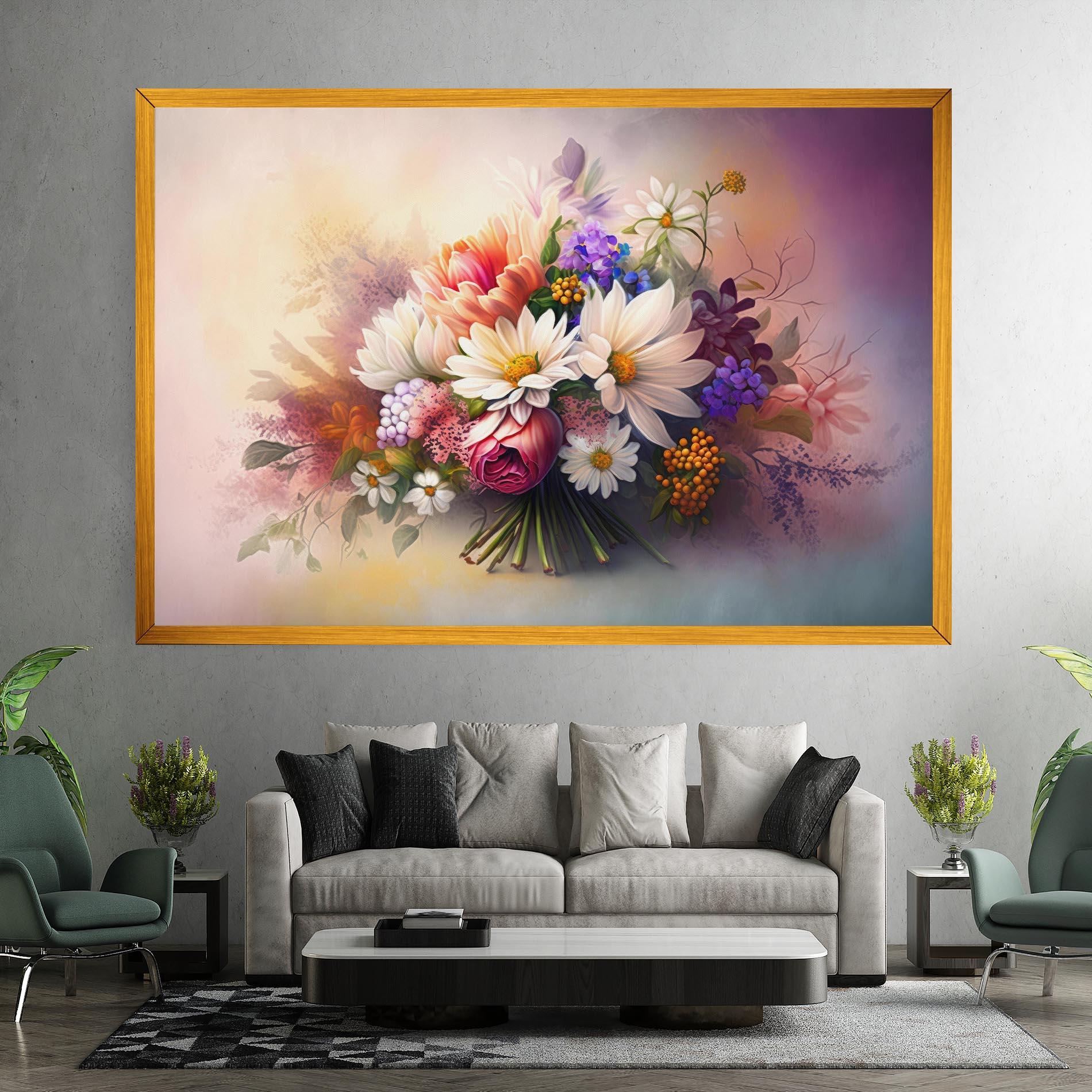 Tablou Canvas Vecteezy_ai Generated Bouquet Of Fresh Spring Flowers On Light_23373362_865 mockup 7