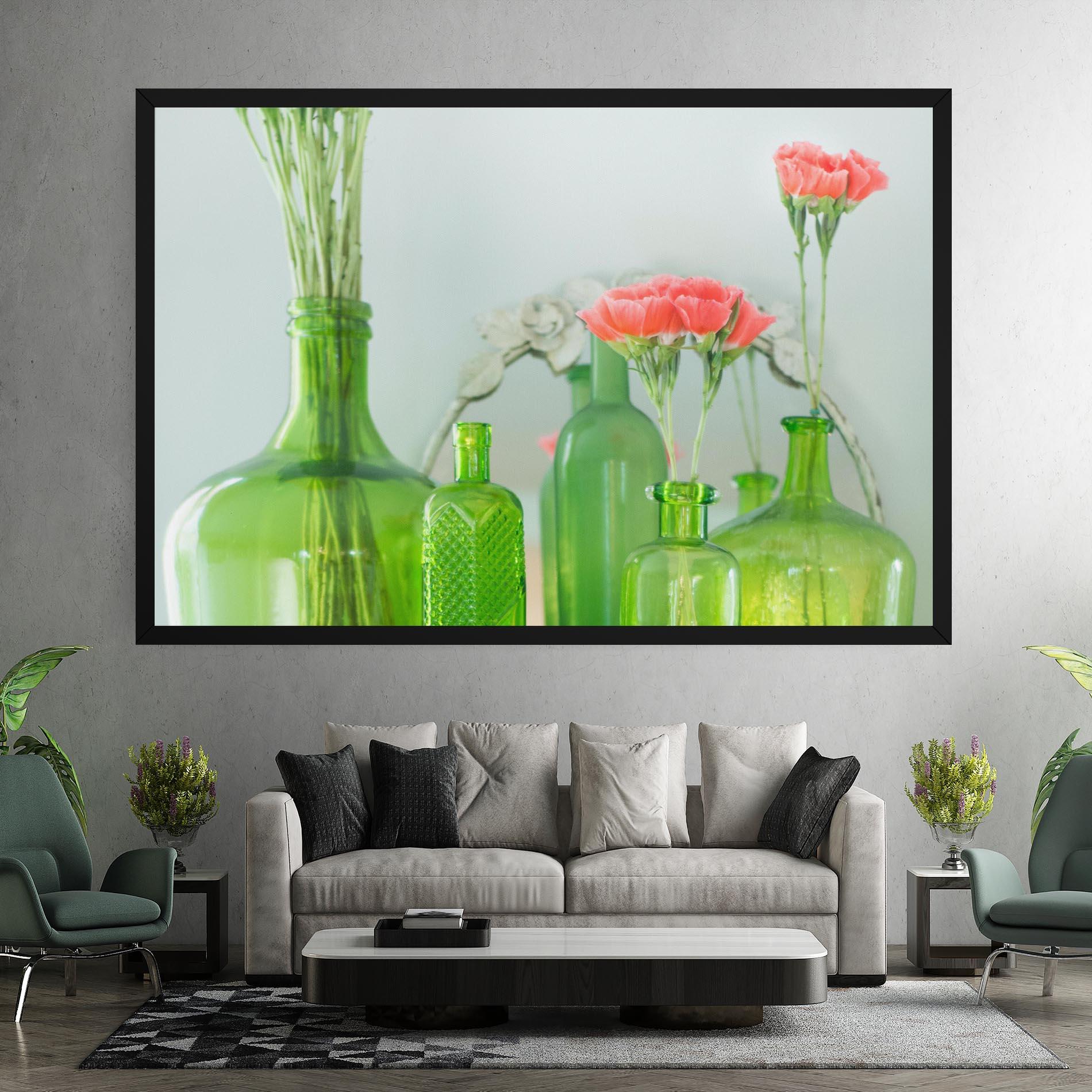 Tablou Canvas Green Vase Flowers mockup 7